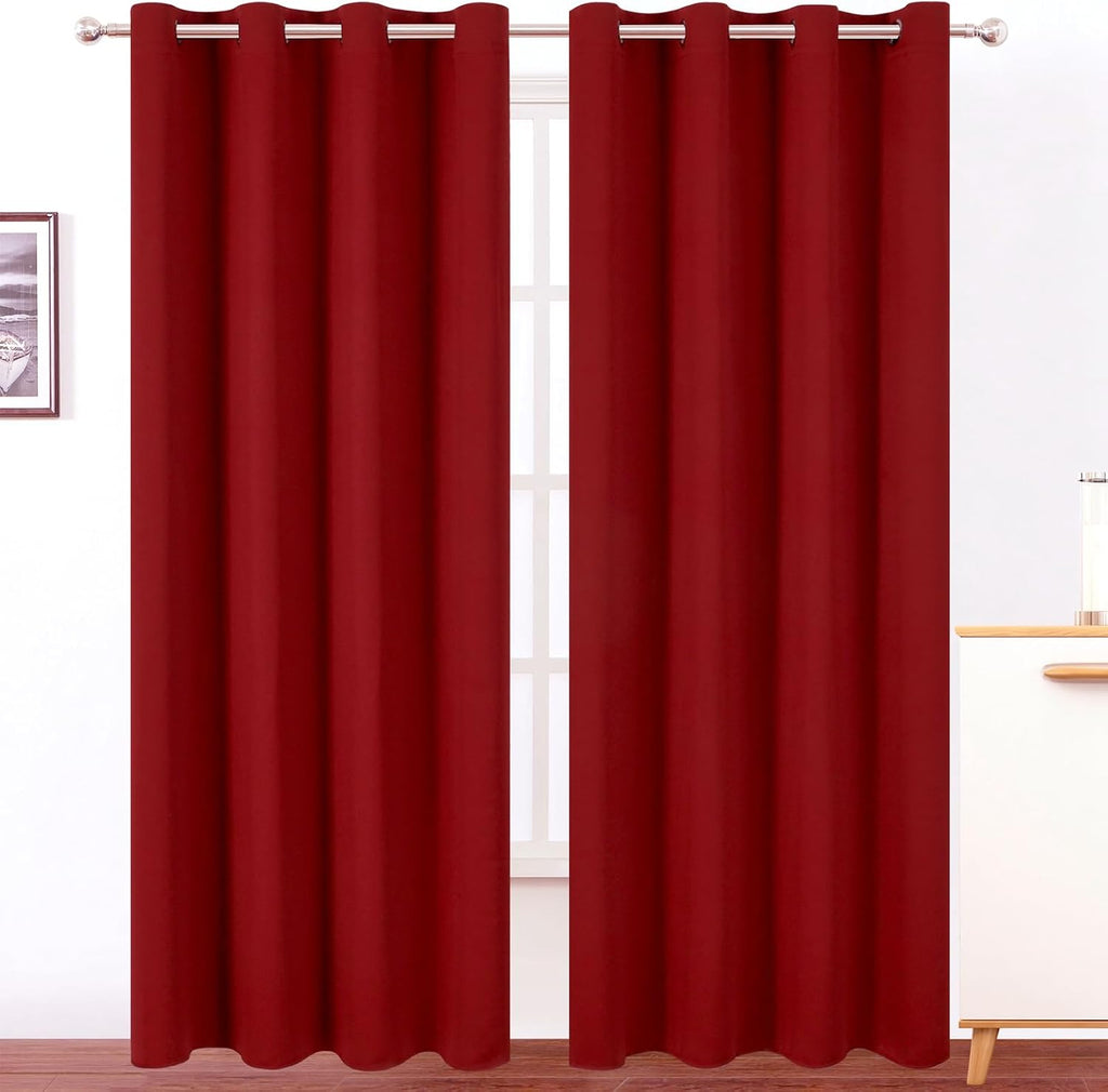 Lemomo Blackout Curtains 52 x 120 Inch Long Red Curtains Set of 2 Panels Room Darkening Curtains for Bedroom and Living Room 120 Inch Red
