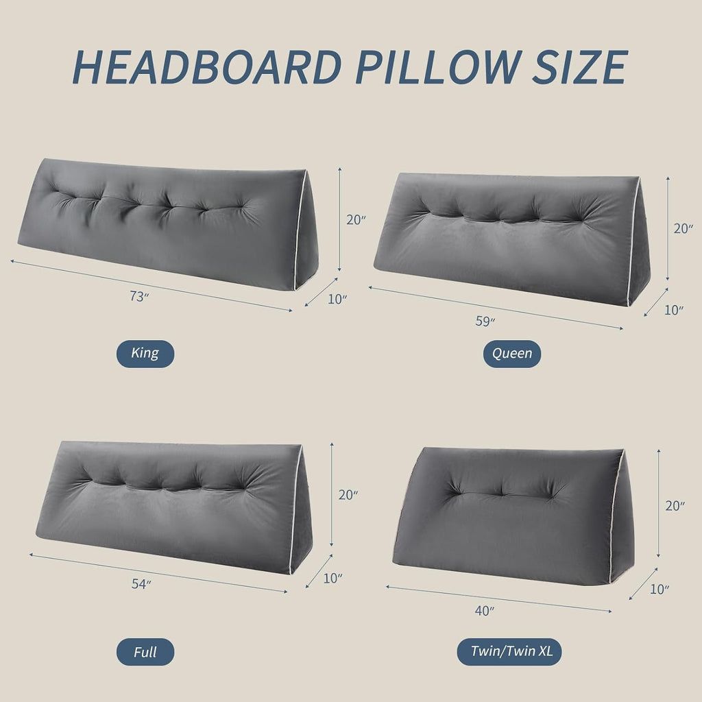 Headboard Wedge Pillows Twin/Twin XL, Ergonomic Bed Triangular Headboard Pillow, Thickened Backrest Cushion for Reading in Dorm Bed Sofa…