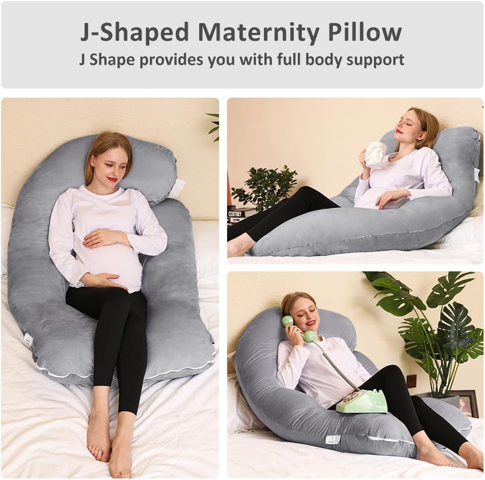 ChillingHome Chilling Home Memory Foam Pregnancy Pillow, J Shape Pregnancy Pillows for Sleeping, Body Pillow for Adults, Maternity Pillow f…