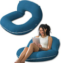 Insen Reading Pillow, Back Pillow for Sitting in Bed and Couch, Gaming Pillow for Adults, Sit Up Support for Bed, Soft Jersey Cotton, Blue…