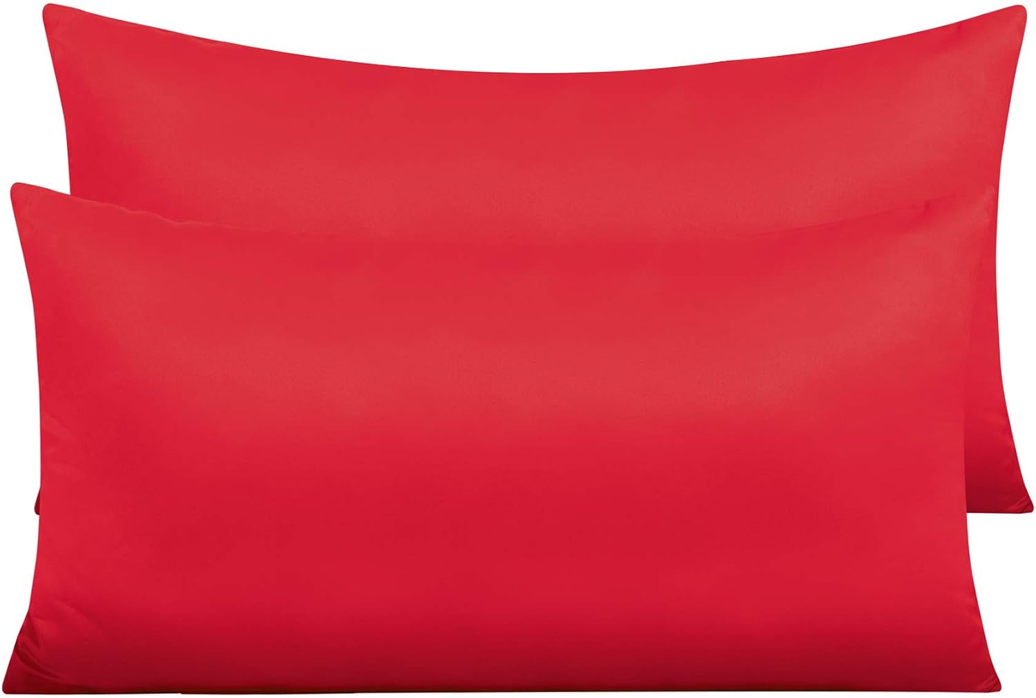 Ntbay Zippered Satin Pillow Cases for Hair and Skin, Luxury King Hidden Zipper Pillowcases Set of 2, 20x36 Inches, Red 36 Inches Red