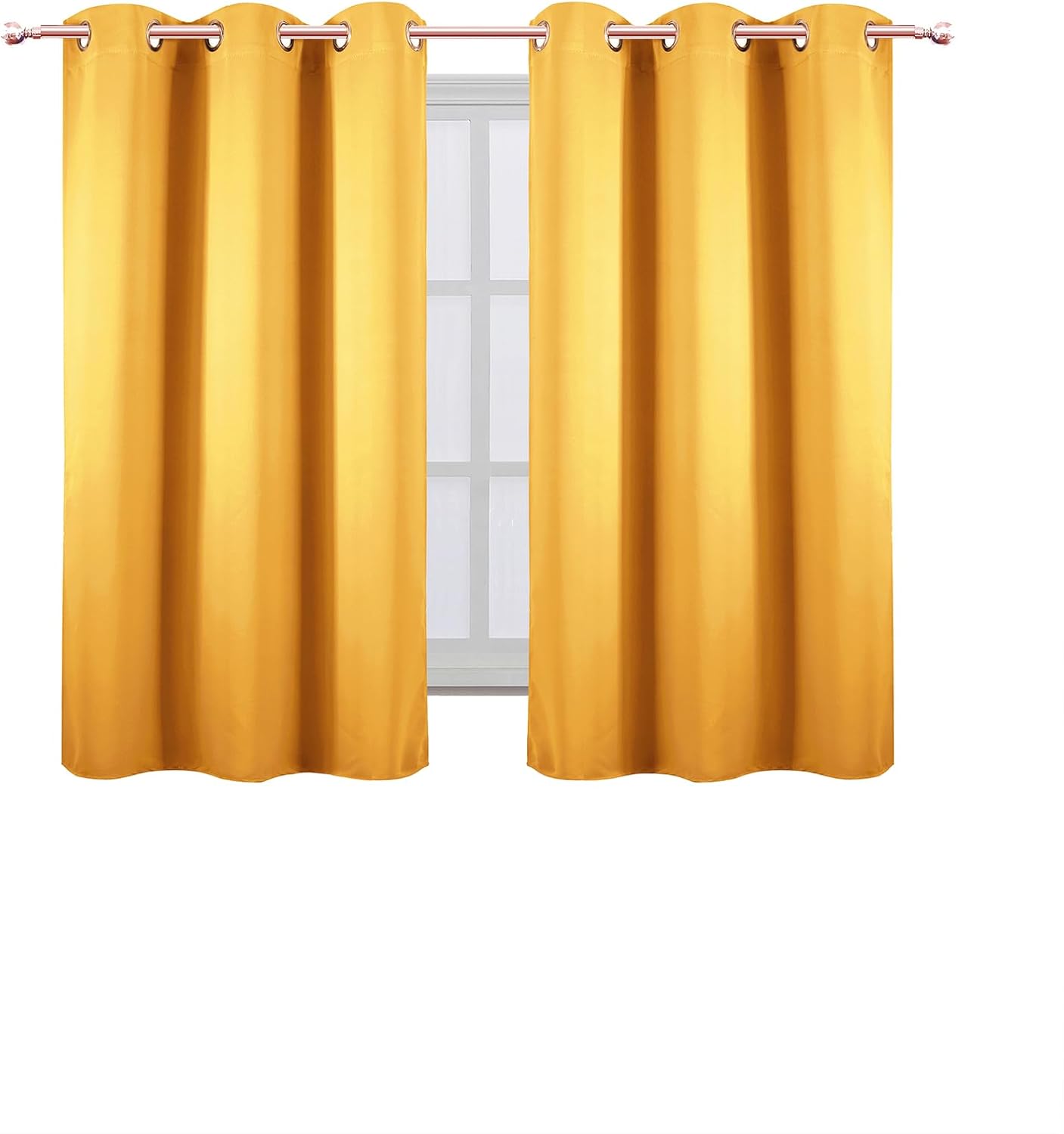 Lemomo Yellow Blackout Curtains 42 x 54 Inch Length Set of 2 Panels Grommet Bedroom Curtains for Living Room 54 Inch silver