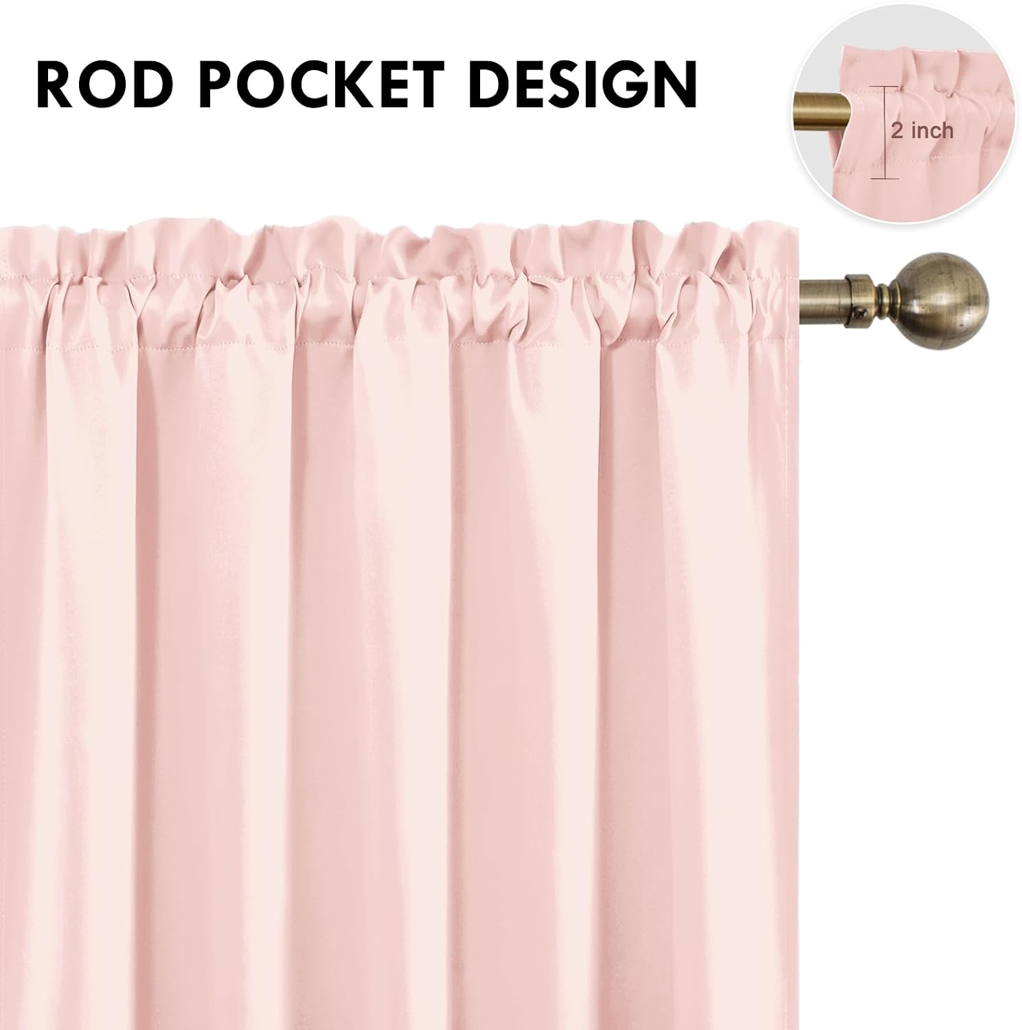 DWCN Blackout Curtains for Living Room Thermal Insulated, Energy Saving & Noise Reducing Bedroom Curtains, Blush Pink, W 70x L 84 Inch…