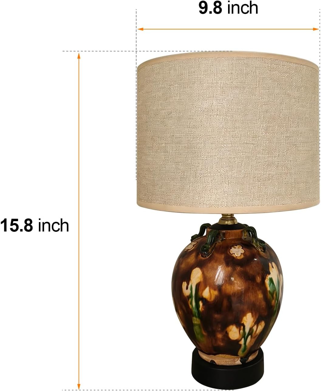 Vintage Tang Tri-Color Glazed Ceramic Style Table Lamp, Traditional Chinese Style Bedside Lamp with Linen Shade, Vintage Art Decor Lamp…