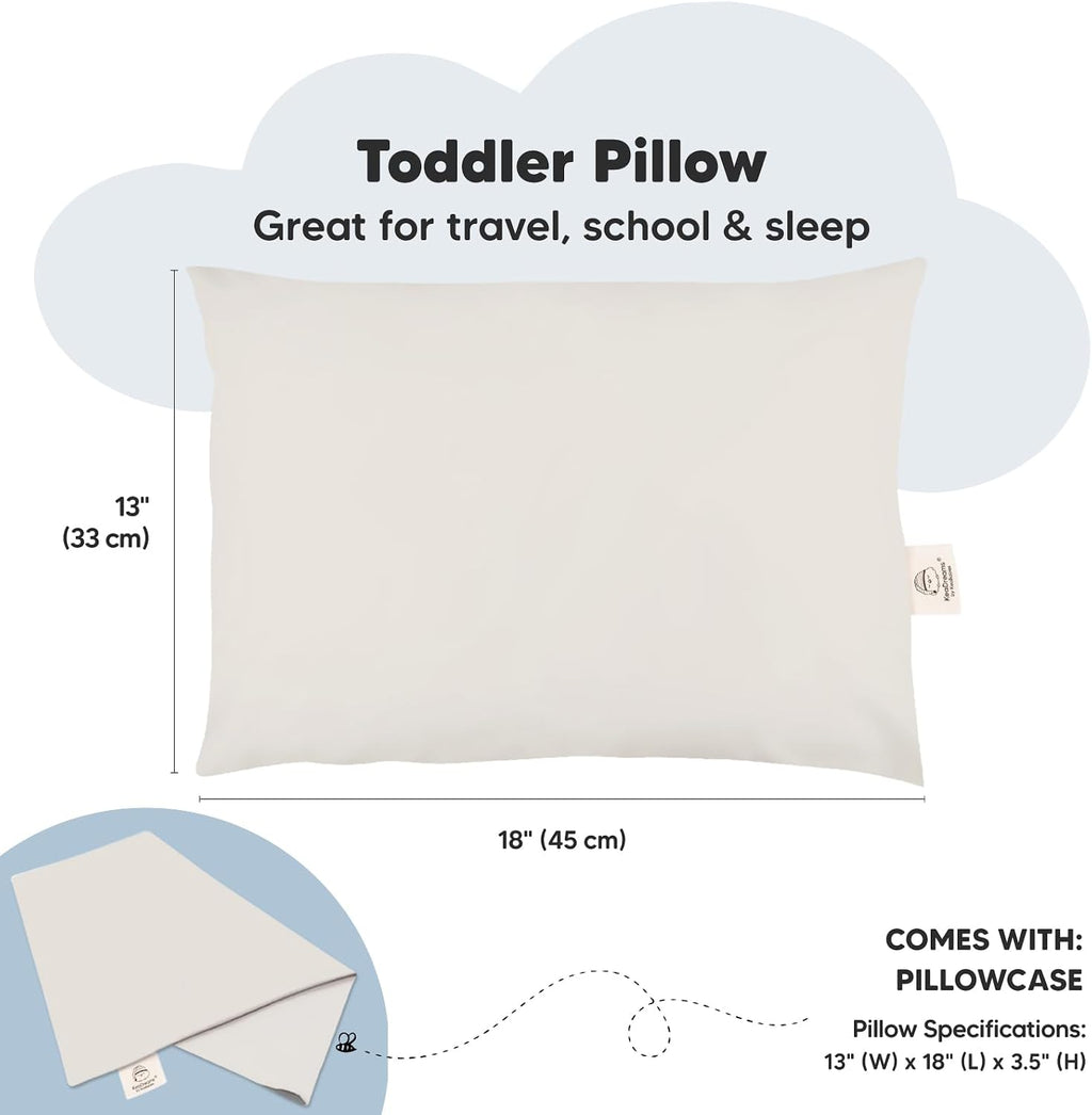 Toddler Pillow with Pillowcase - 13x18 My Little Dreamy Kids Travel Bed Pillows for Sleeping, Organic Cotton Small Pillowcase, Soft &…