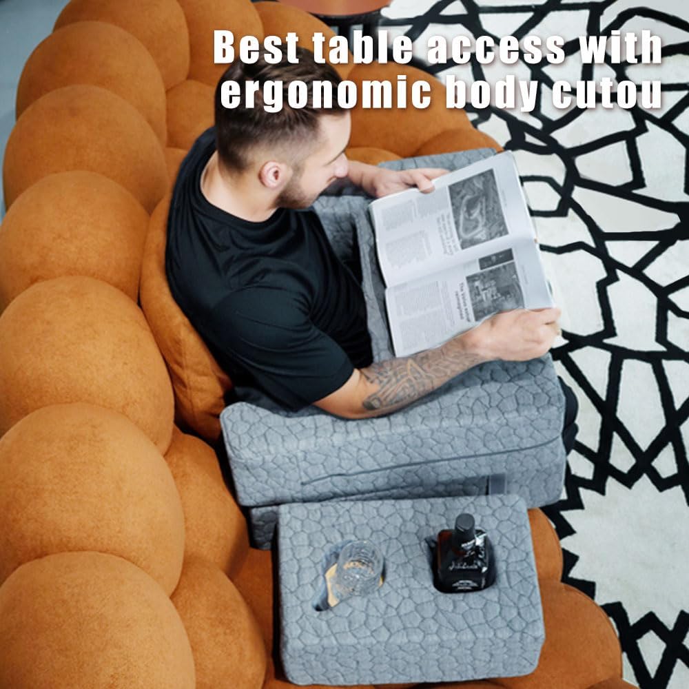 Bespilow Memory Foam Lap Desk Pillow for Adults - Extra Large Gaming Pillow for Lap, Laptop Couch Desk with Arm Rests & Independent Cup…