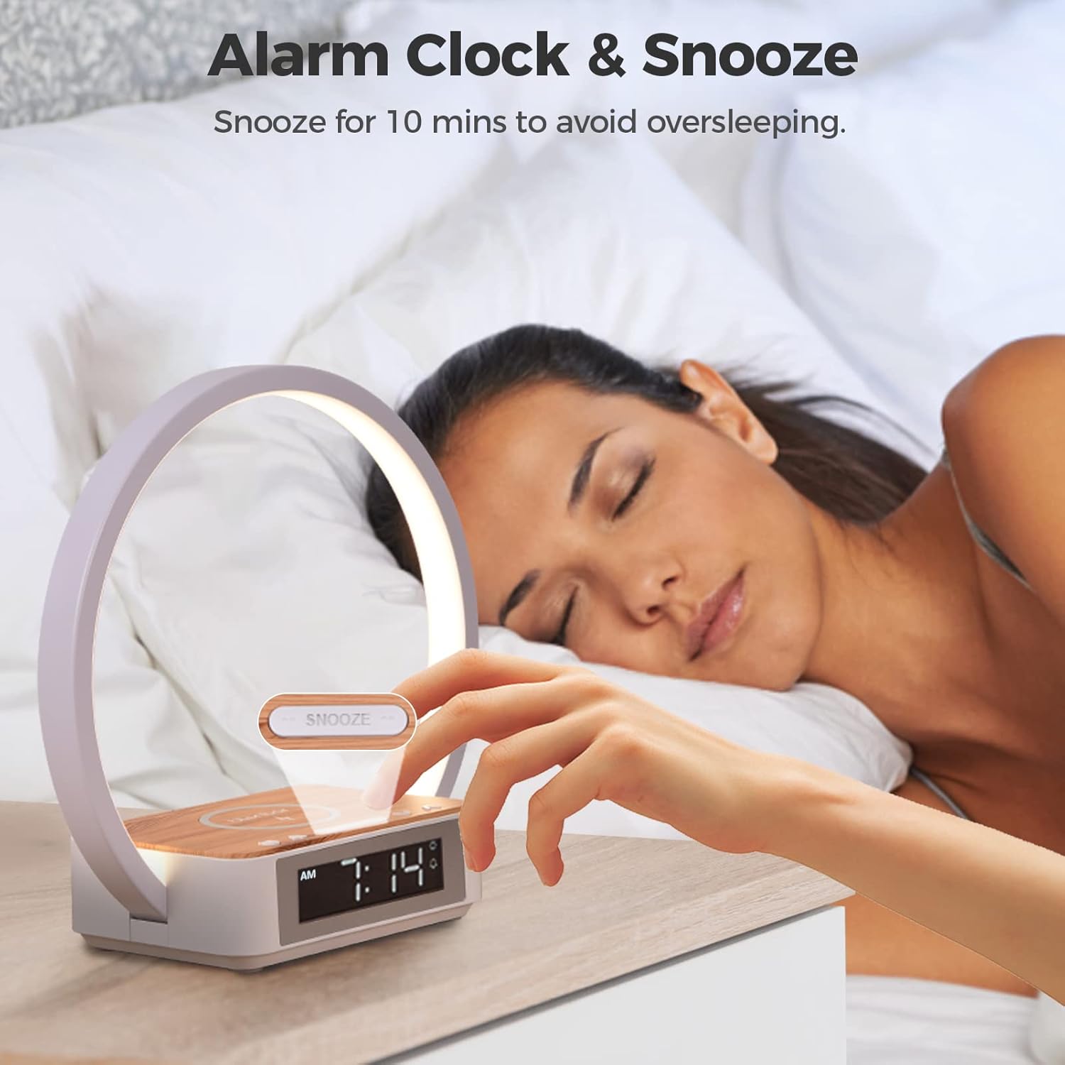 Blonbar Desk Lamp with Alarm Clock Qi Wireless Charger, Touch Lamp for bedroom 3 Light Hues, Bedside Lamp 10W Max Wireless Charging Table…