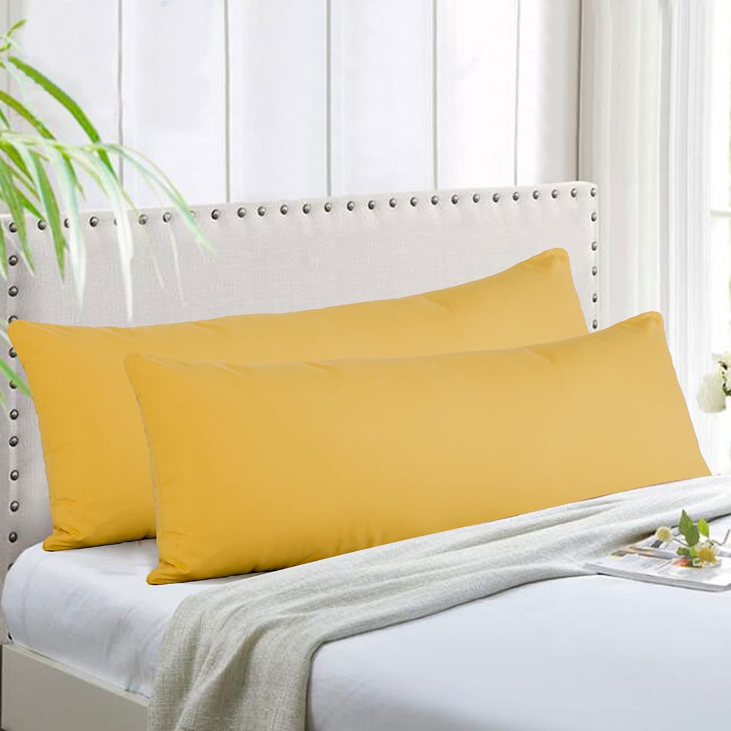 Evolive Body Pillow Covers Pack of 2, 21" x 54", Ultra Soft Brushed Microfiber, Breathable & Cozy Body Pillowcases with Zipper Closure (Spi…