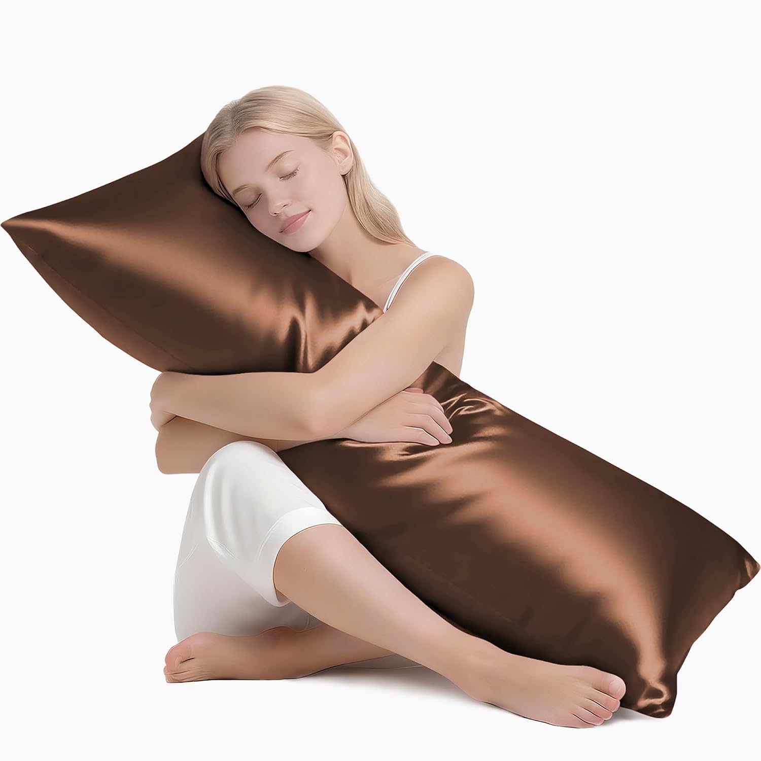 MR&HM Satin Body Pillow Cover, Soft and Breathable Body Pillow Case with Envelope Closure, Cooling and Silky Long Pillowcase for Hair and…