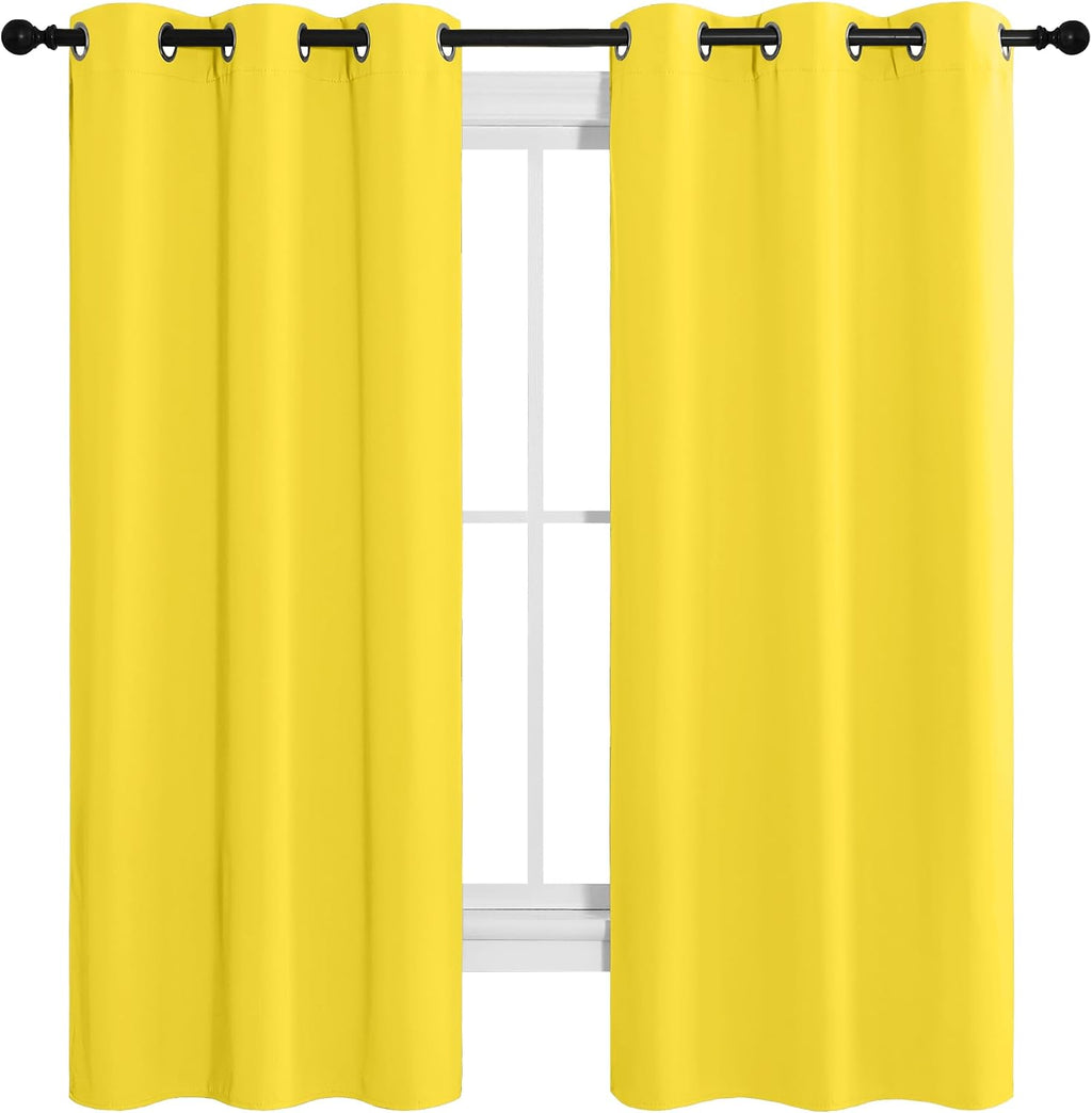 NICETOWN Bright Yellow Room Darkening Curtains for Kitchen, Window Treatment Thermal Insulated Solid Grommet Room Darkening…