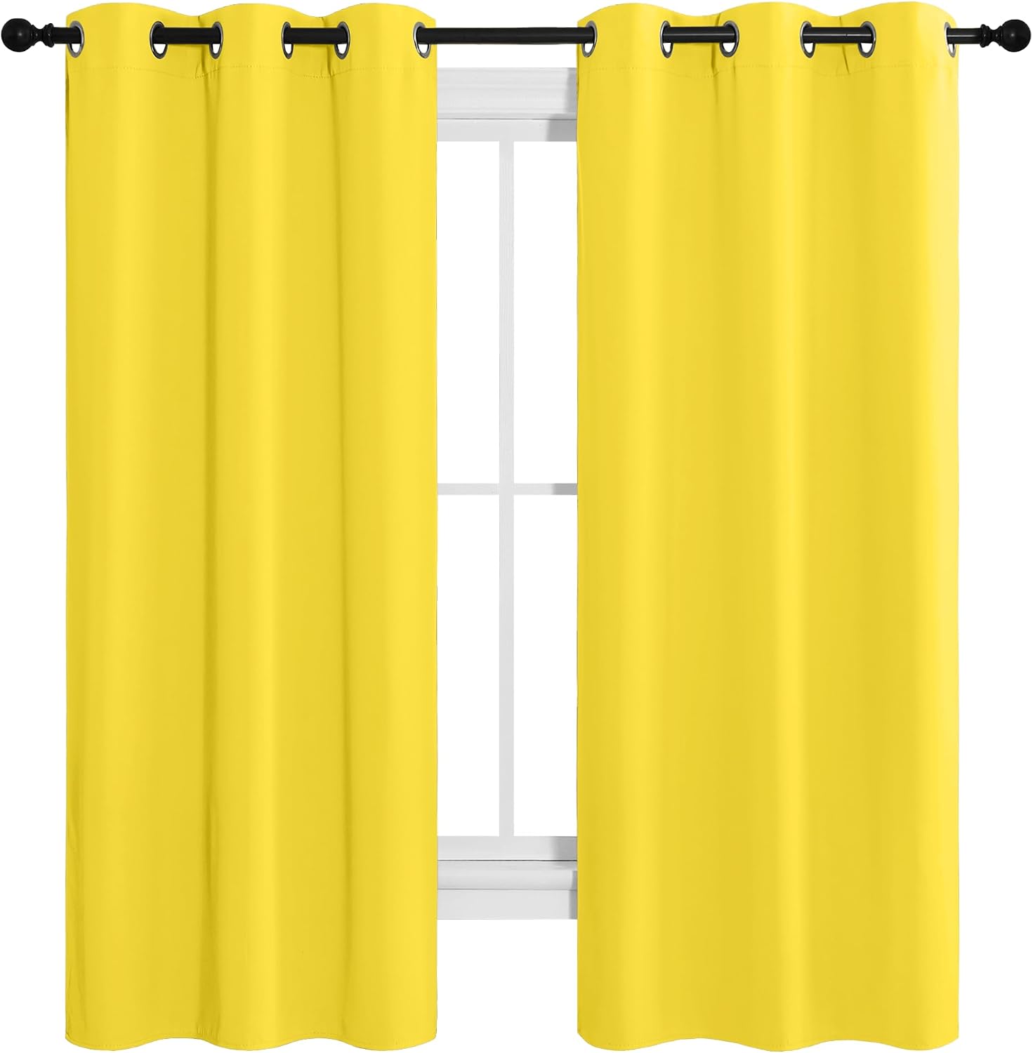 NICETOWN Bright Yellow Room Darkening Curtains for Kitchen, Window Treatment Thermal Insulated Solid Grommet Room Darkening…