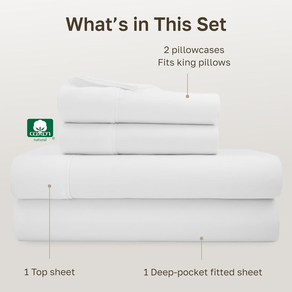 CaliforniaDesignDen California Design Den Soft 100% Cotton King Size Bed Sheets Set, 400 TC Good Housekeeping Award Winner, Silky Sateen We…