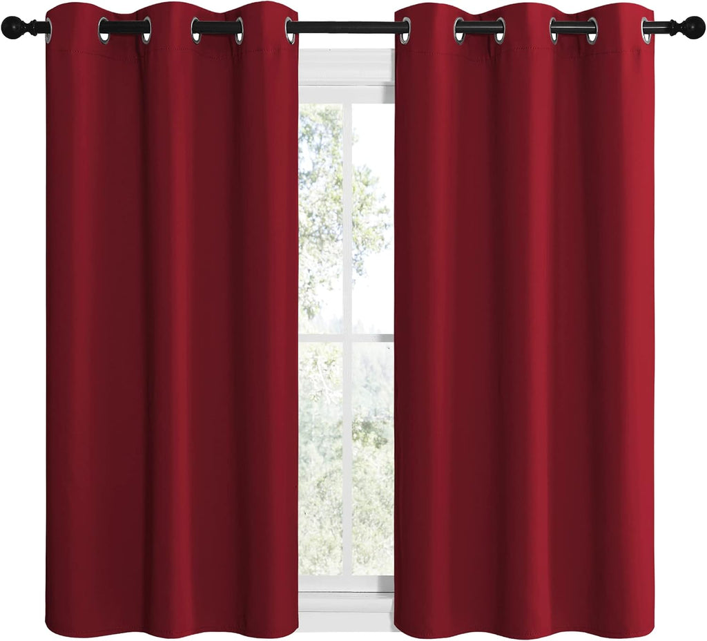 NICETOWN Christmas Short Blackout Curtains for Small Kitchen Window, Thermal Insulated Solid Grommet Blackout Curtains/Drapes for Living…