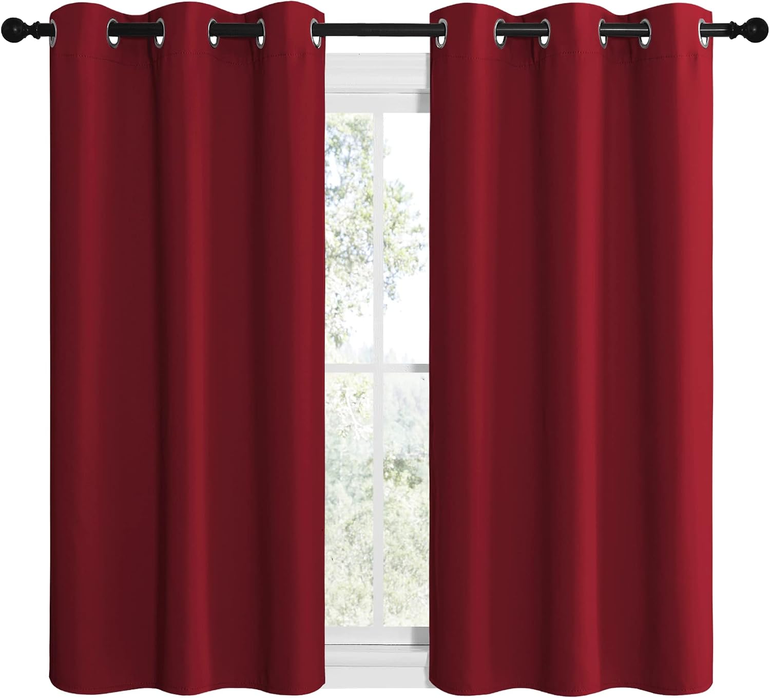NICETOWN Christmas Short Blackout Curtains for Small Kitchen Window, Thermal Insulated Solid Grommet Blackout Curtains/Drapes for Living…