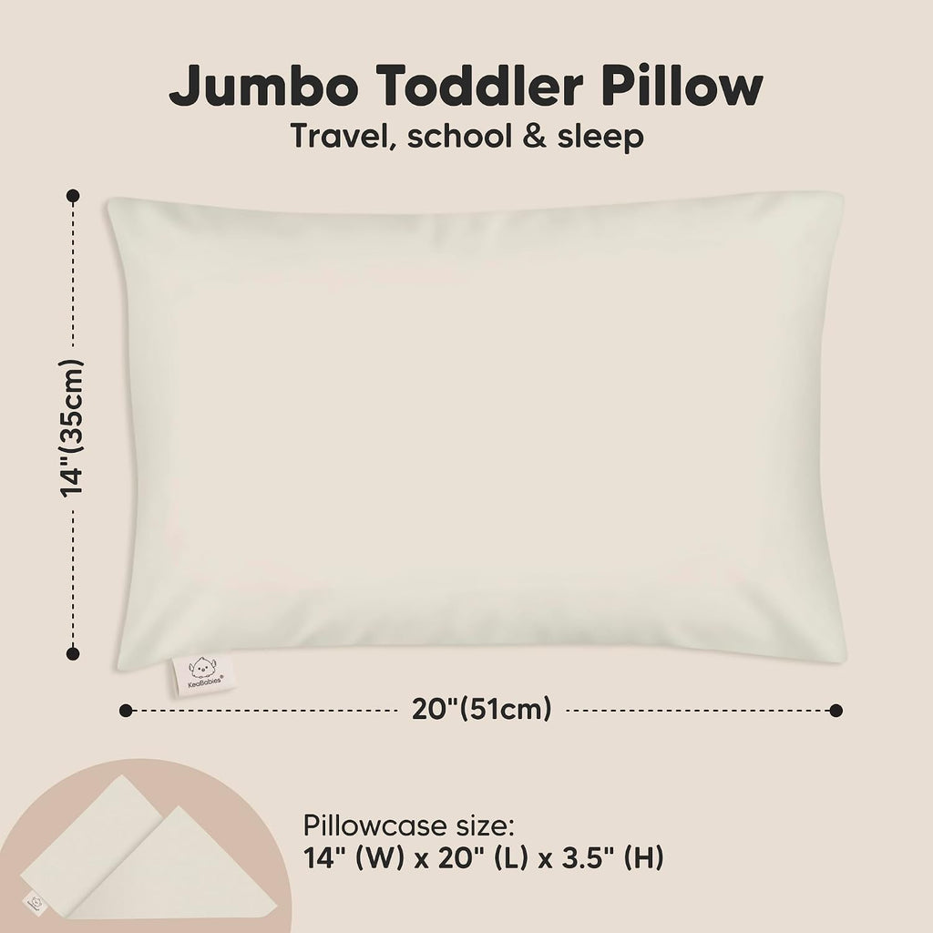 KeaBabies Toddler Pillow with Pillowcase, Jumbo 14X20 - Soft Organic Cotton Toddler Pillows for Sleeping - Machine Washable - Perfect for…