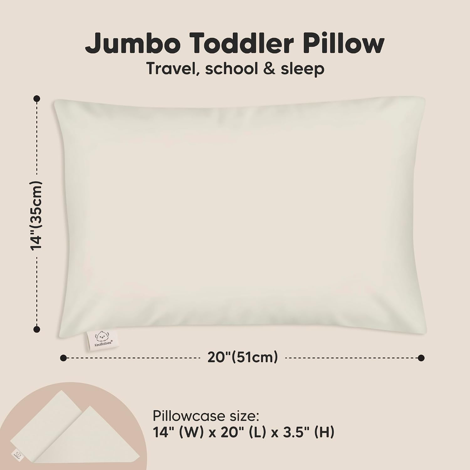 KeaBabies Toddler Pillow with Pillowcase, Jumbo 14X20 - Soft Organic Cotton Toddler Pillows for Sleeping - Machine Washable - Perfect for…