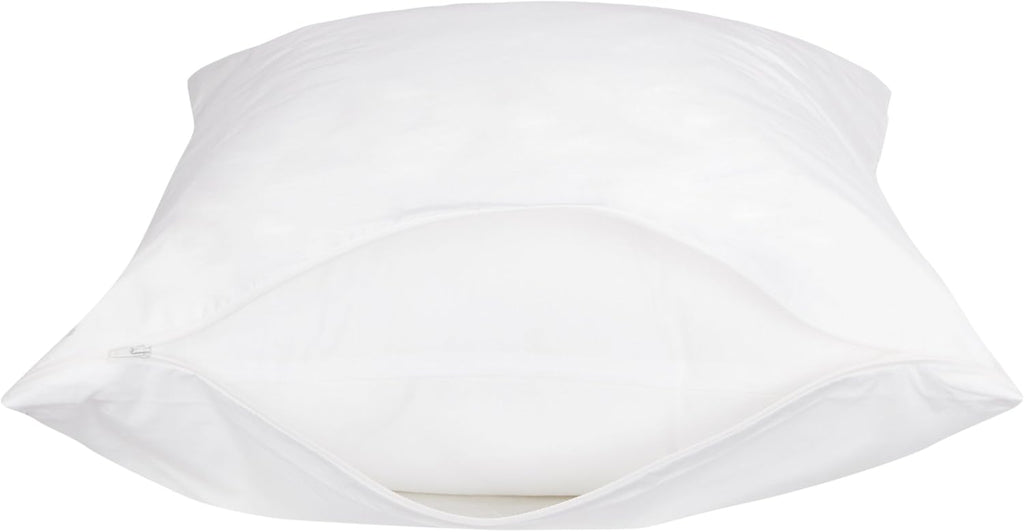 Amazon Basics Queen Pillow Protector with Zipper, 100% Cotton Hypoallergenic, Machine Washable, White, 31 x 21 Inches, Pillows Not…