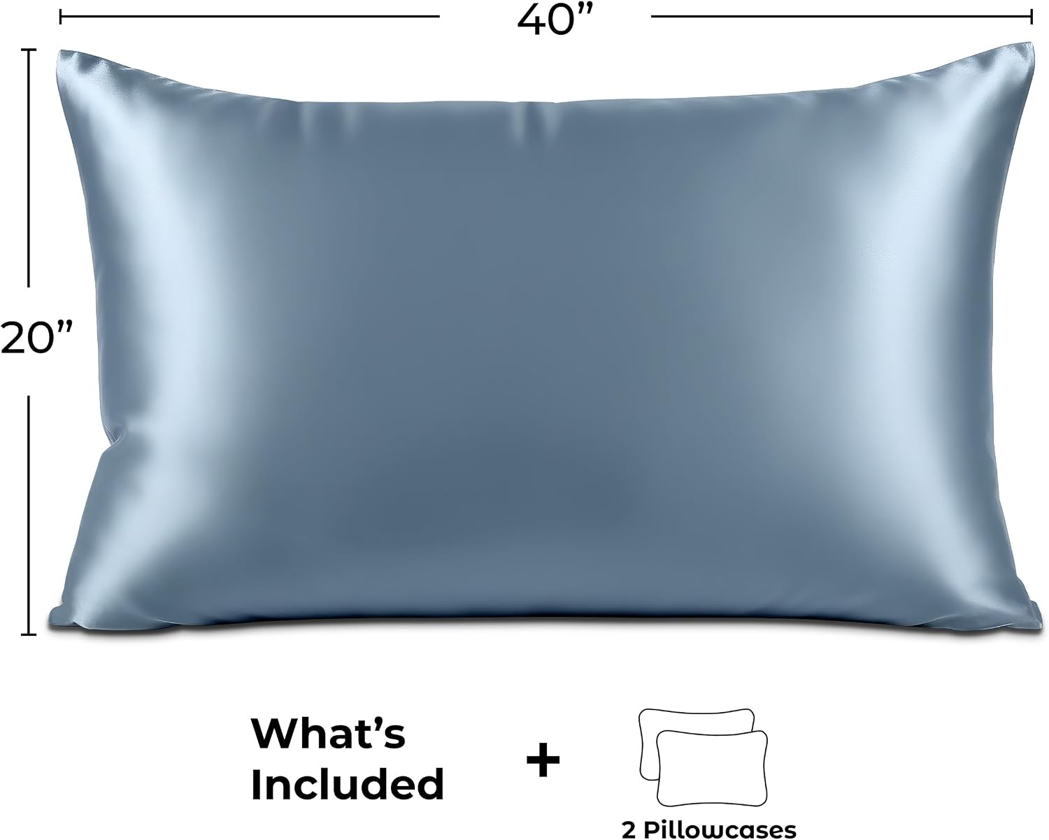 PureBedding Pure Bedding Satin Pillowcase 2 Pack - King Size (20"x40", SkyBlue) - Silky Pillow Cases for Hair and Skin - Satin Pillow Cover…