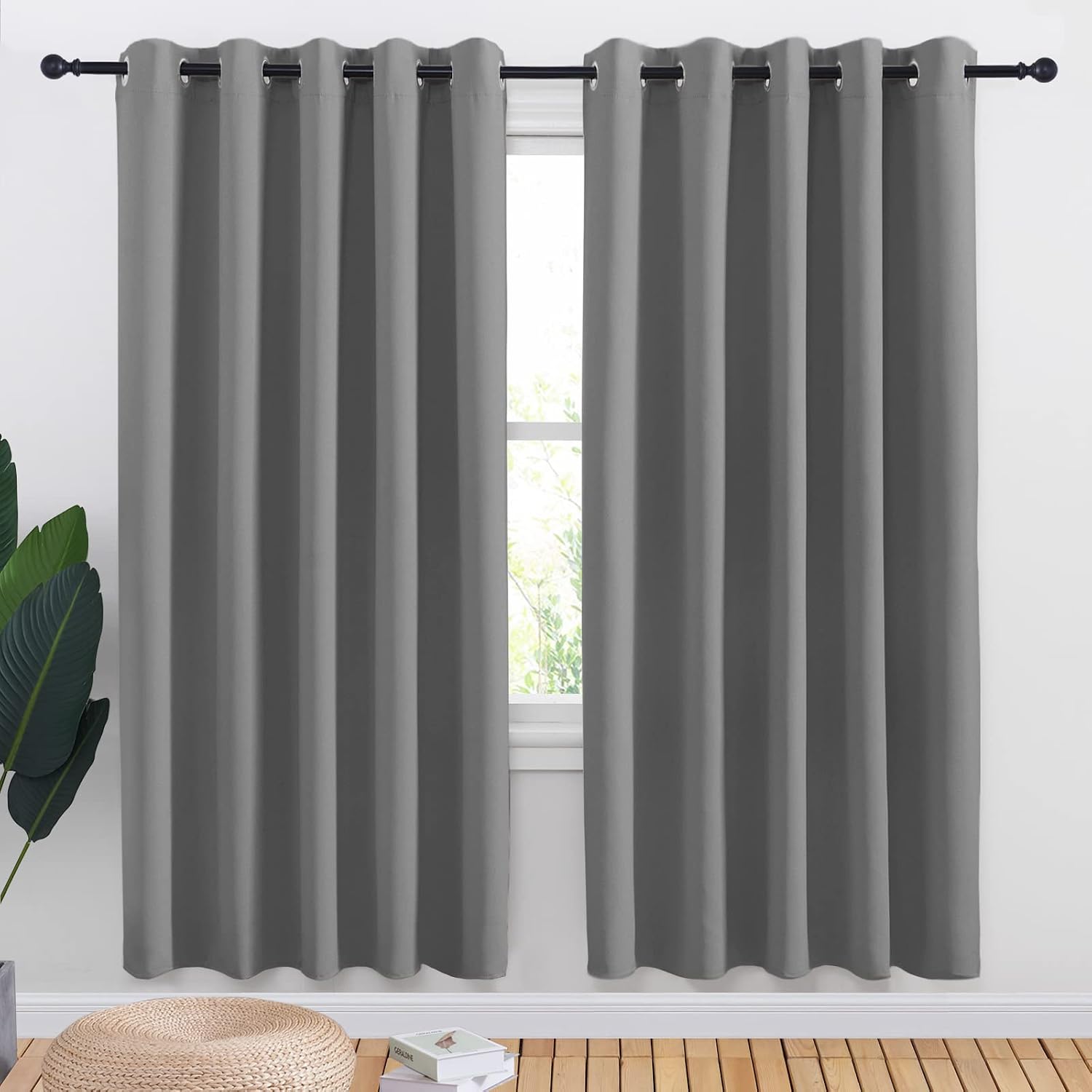 NICETOWN Bedroom Curtains Blackout Drapery Panels, Three Pass Microfiber Thermal Insulated Solid Ring Top Blackout Window Curtains/Drapes…