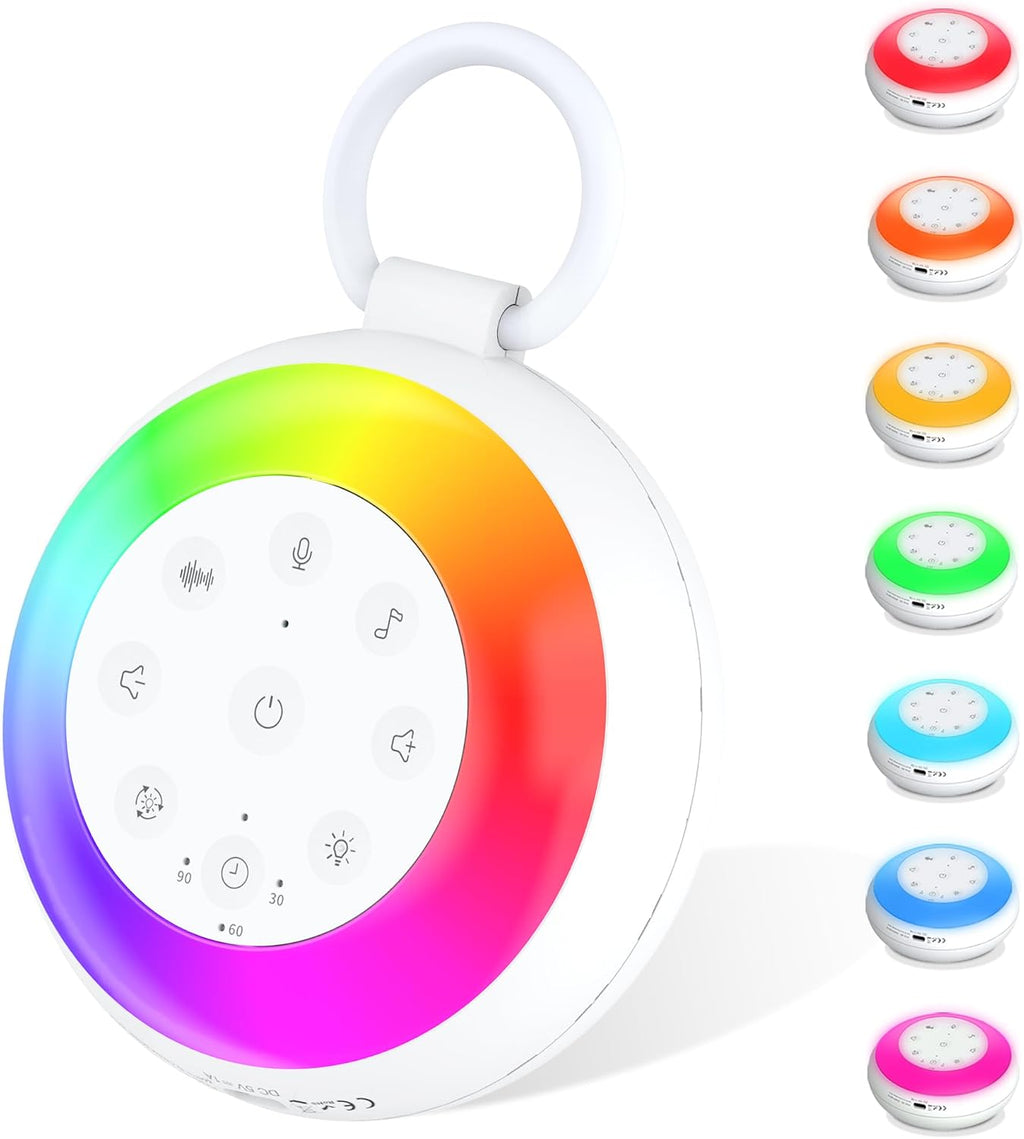 Xyngu Portable White Noise Sound Machine for Baby, Kids, Adults Sleep - 24 Soothing Natural Sounds, 7 Color Night Light, Portable Wireless…