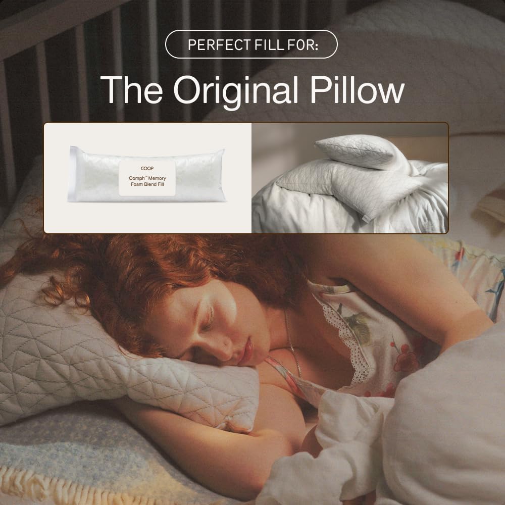 CoopSleepGoods Coop Home Goods Extra Oomph Fill, Cross-Cut Memory Foam, Medium Density Pillow Fill, Extra Fill Bag, Refill to Customize You…