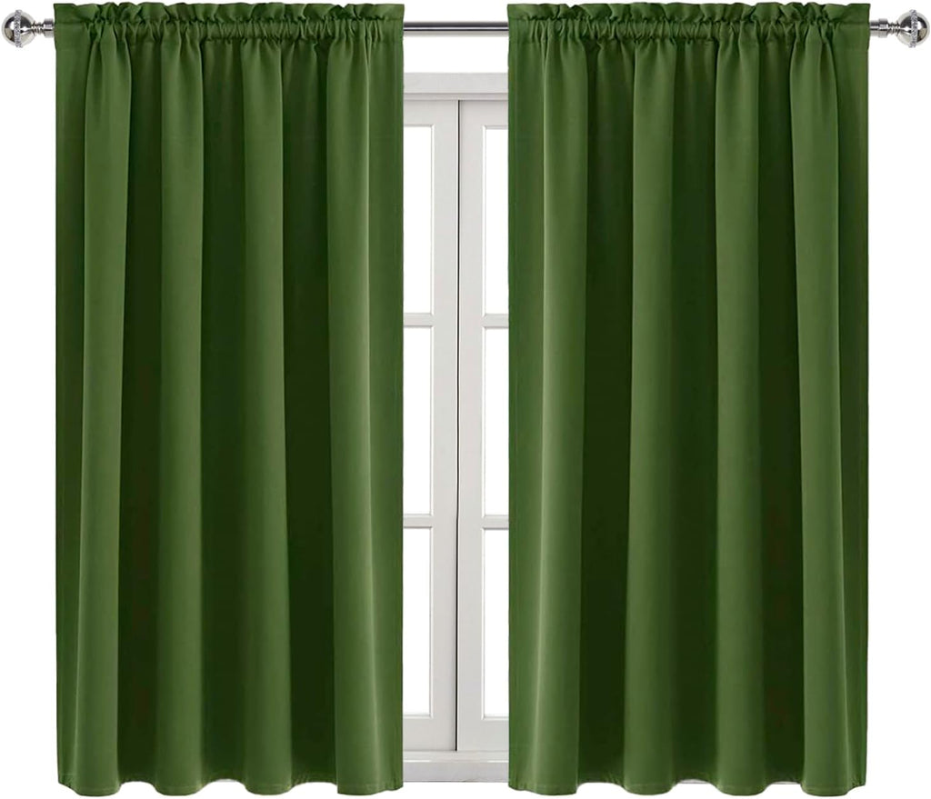 Dwcn Olive Green Room Darkening Blackout Curtains - Thermal Insulated Privacy Energy Saving Window Curtain Drapes 52 x 54 inch Length, Set…