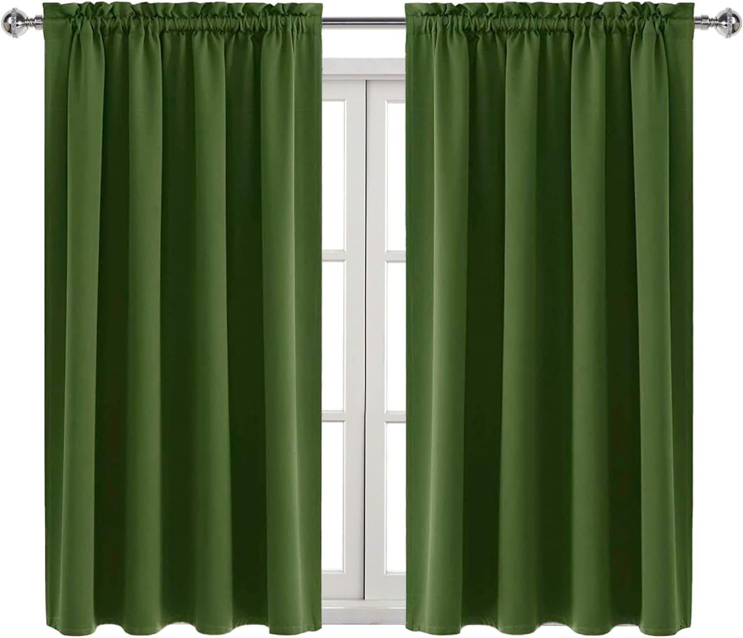 Dwcn Olive Green Room Darkening Blackout Curtains - Thermal Insulated Privacy Energy Saving Window Curtain Drapes 52 x 54 inch Length, Set…