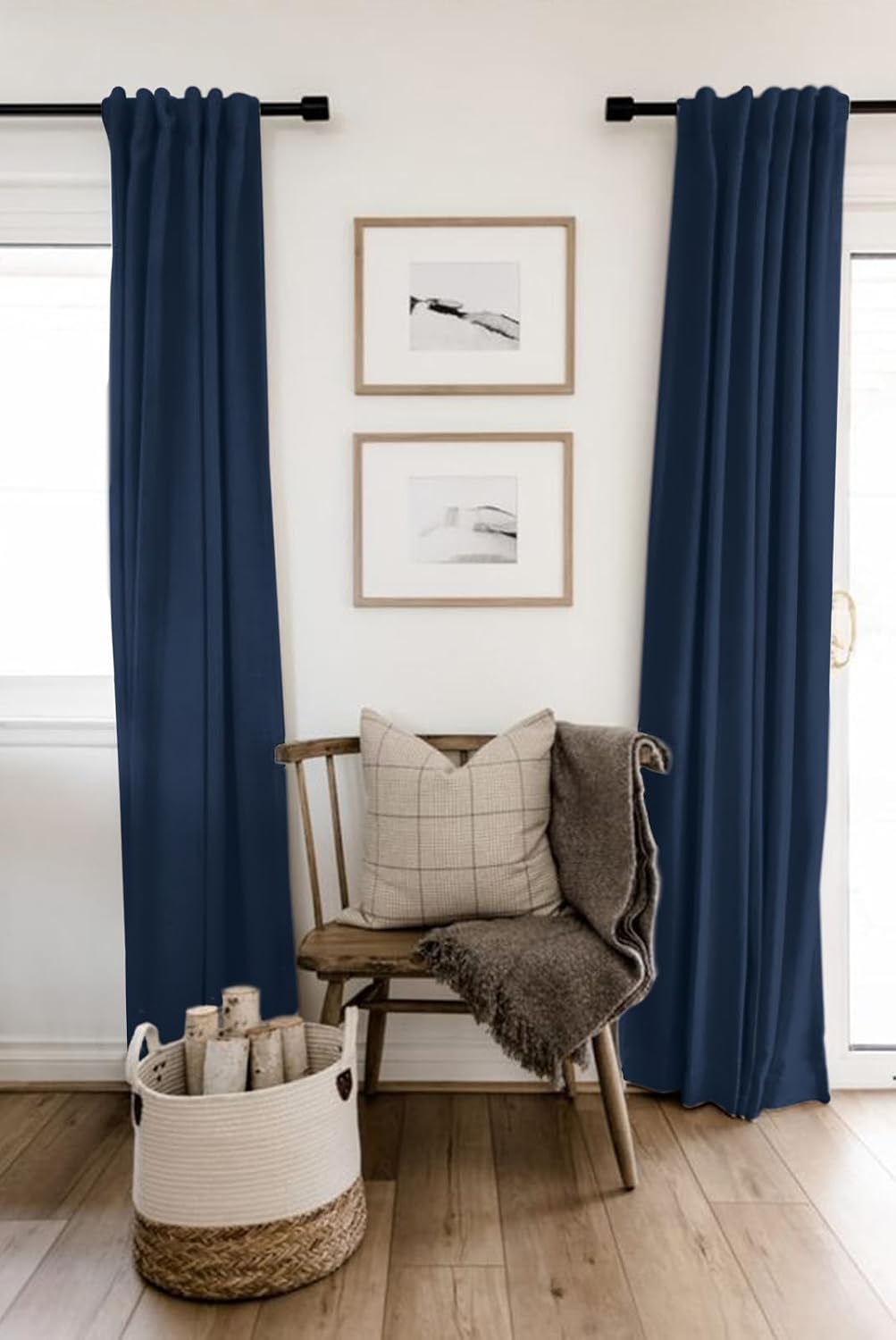 100BlackoutShield 100% Blackout Shield Linen Blackout Curtains for Bedroom 96 Inches Long, Back Tab/Rod Pocket Living Room Drapes, Thermal…