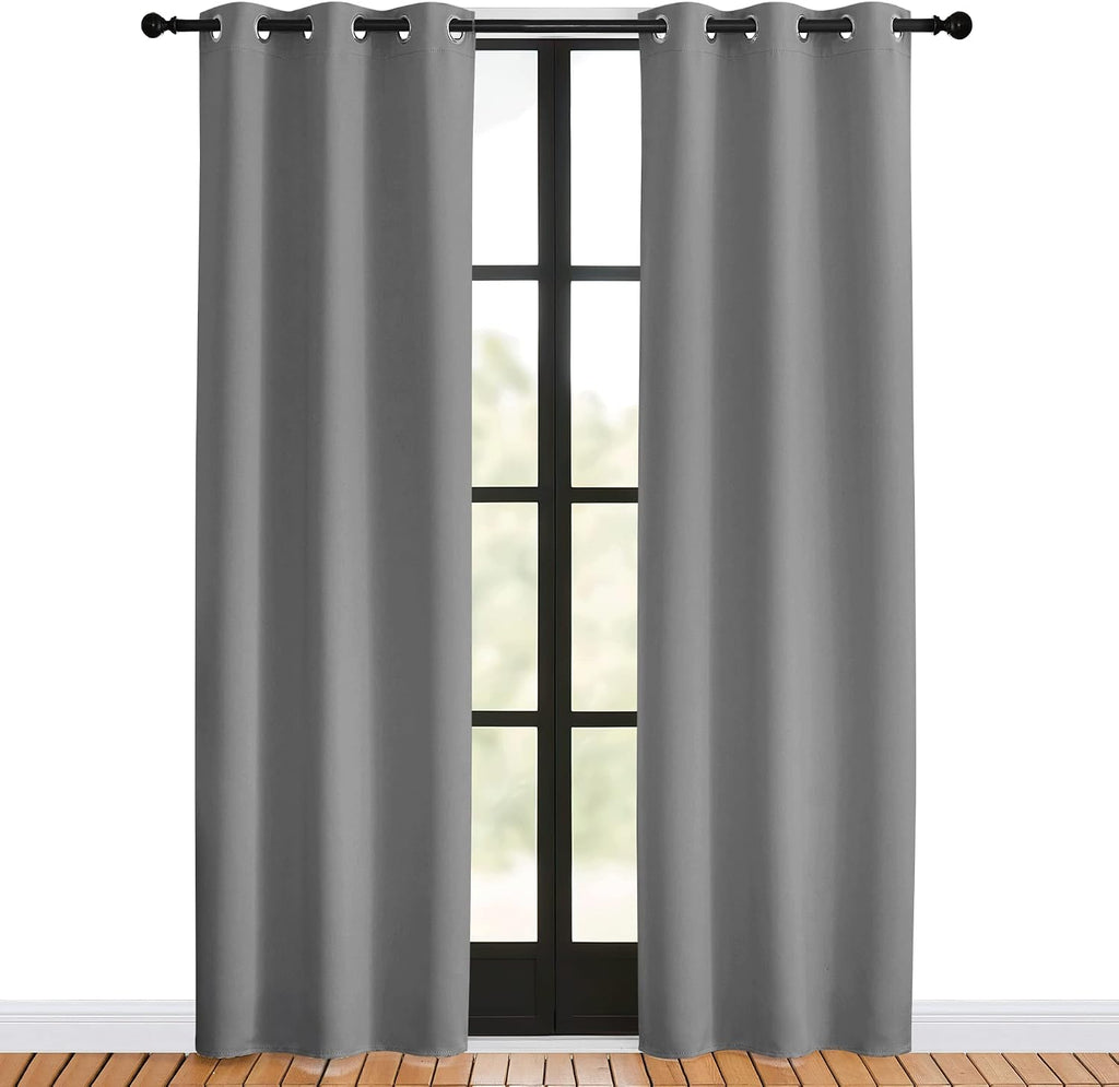 Nicetown Room Darkening Curtains for Living Room, Silver Grey, W34 x L80, 2 Panels, easy maintenance Solid Thermal Insulated Grommet…