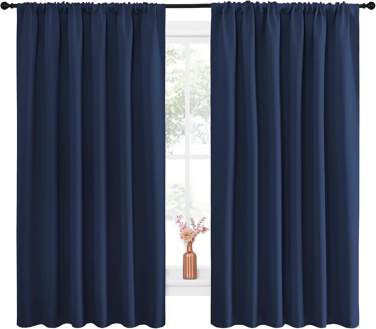 NICETOWN Blackout Curtains for Bedroom, Blackout Draperies, Home Decorations Thermal Insulated Solid Rod Pocket Blackout Drapes for Cafe…