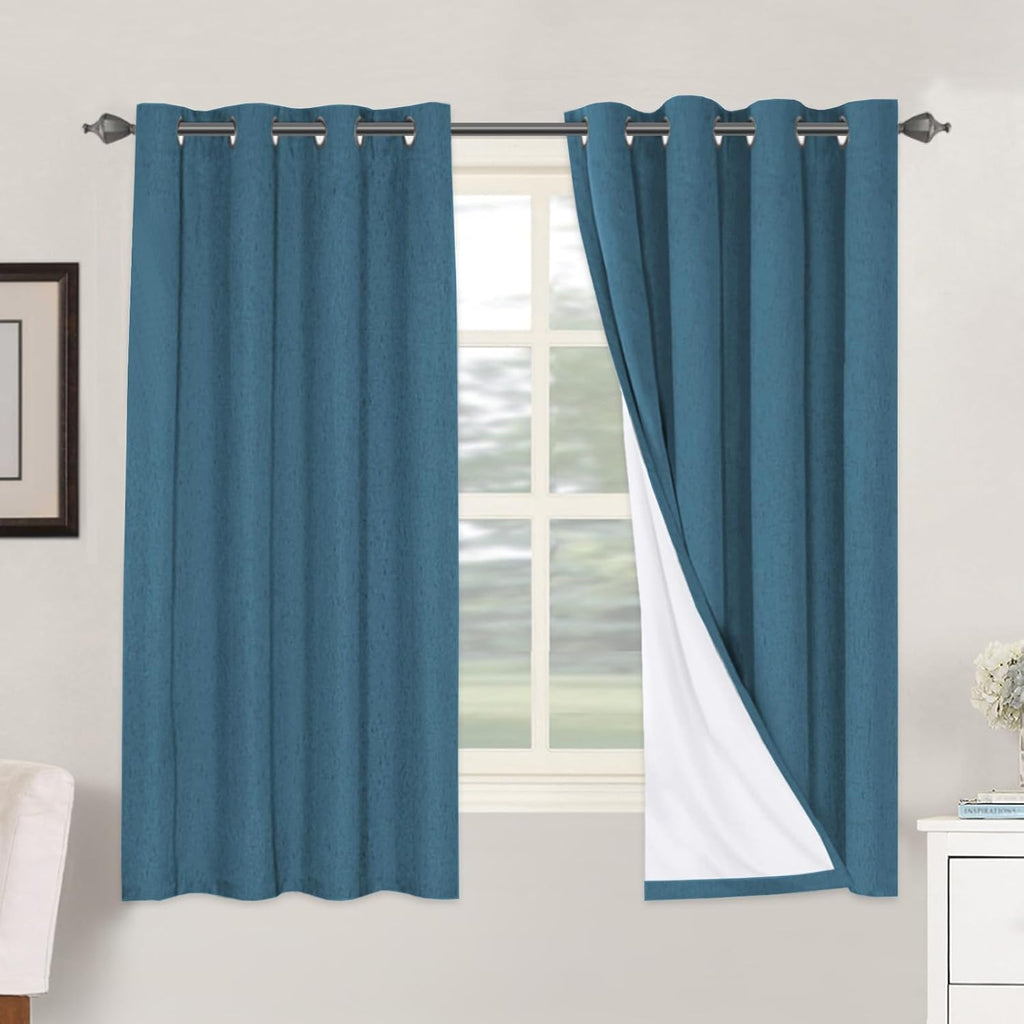 H.VERSAILTEX 100% Blackout Curtains for Bedroom Thermal Insulated Linen Textured Curtains Heat and Full Light Blocking Drapes Living Room…