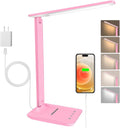 WhiteCrown White crown LED Desk Lamp Dimmable Table Lamp Reading Lamp with USB Charging Port, 5 Lighting Modes, Sensitive Control, 30/60 Mi…