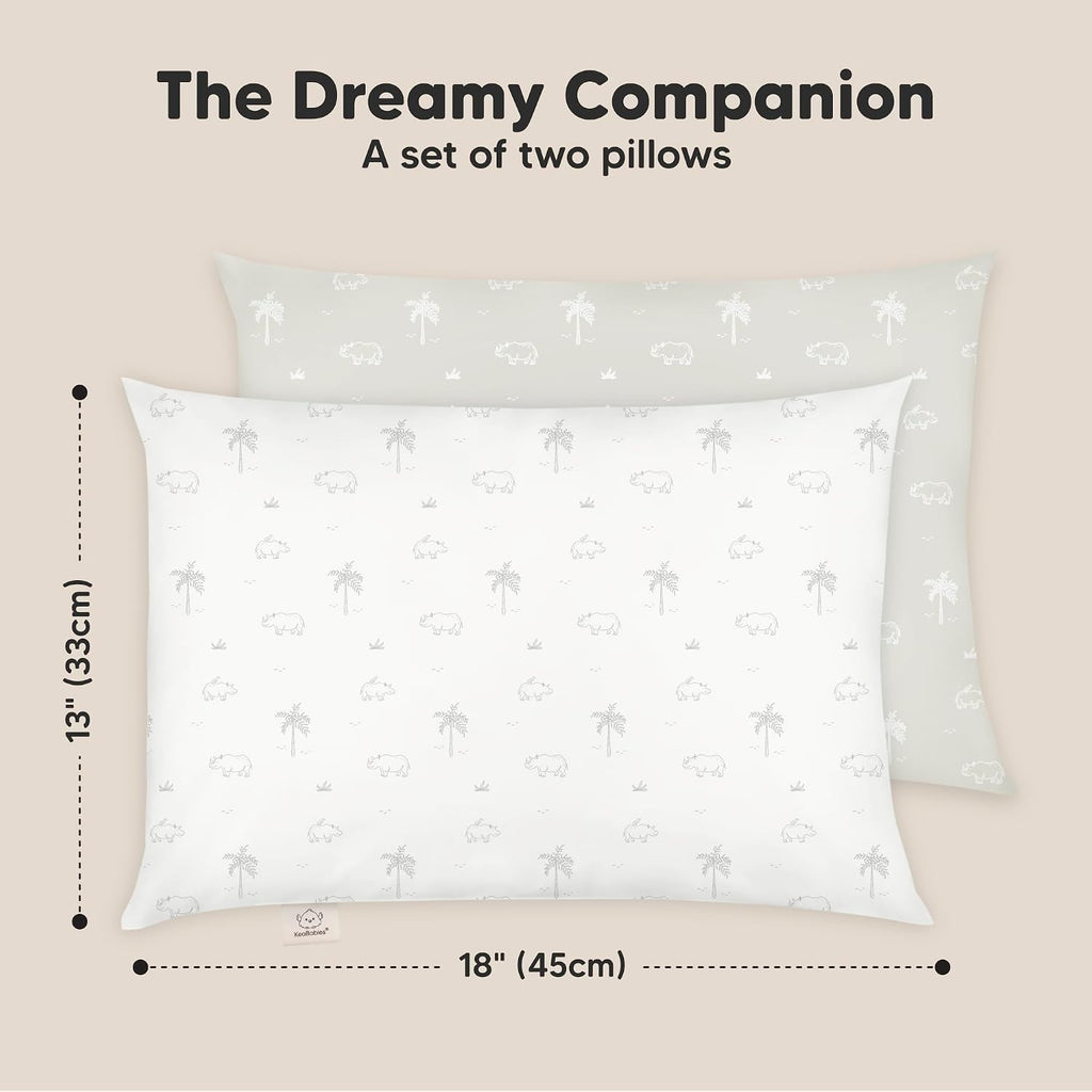 KeaBabies 2-Pack Toddler Pillows 2 Year Old to 5-13x18 Soft Organic Cotton Kids Pillow for Sleeping, Travel, School, Daycare, Nap…