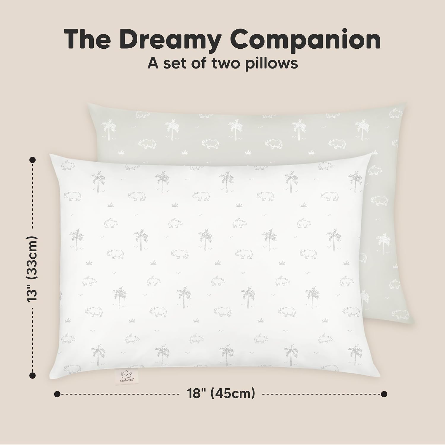 KeaBabies 2-Pack Toddler Pillows 2 Year Old to 5-13x18 Soft Organic Cotton Kids Pillow for Sleeping, Travel, School, Daycare, Nap…