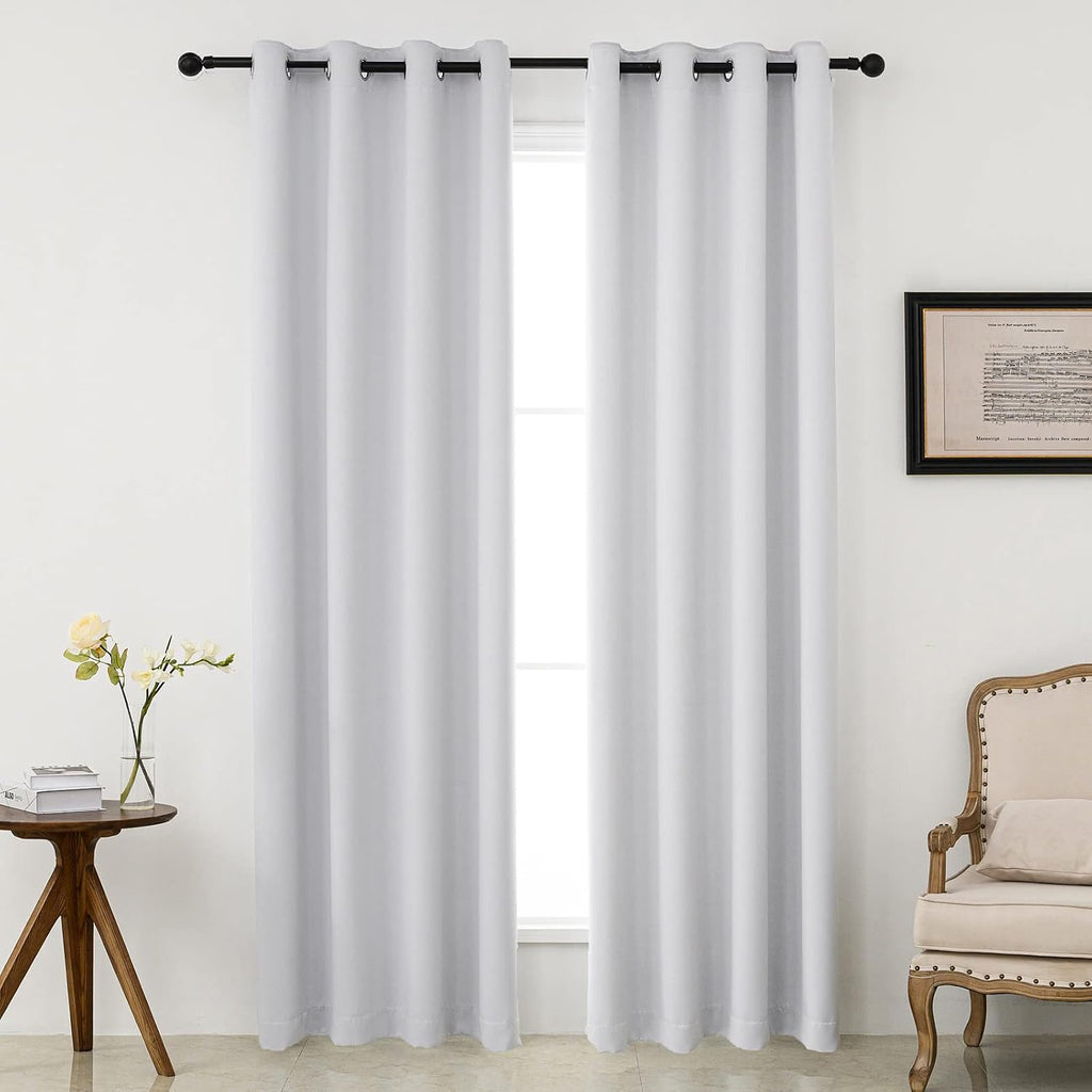 Pickluc Greyish White Blackout Curtains with Grommet 96 Inches Long 2 Panels Burg, Light Blocking Window Drapes for Living Room, Privacy Pr…