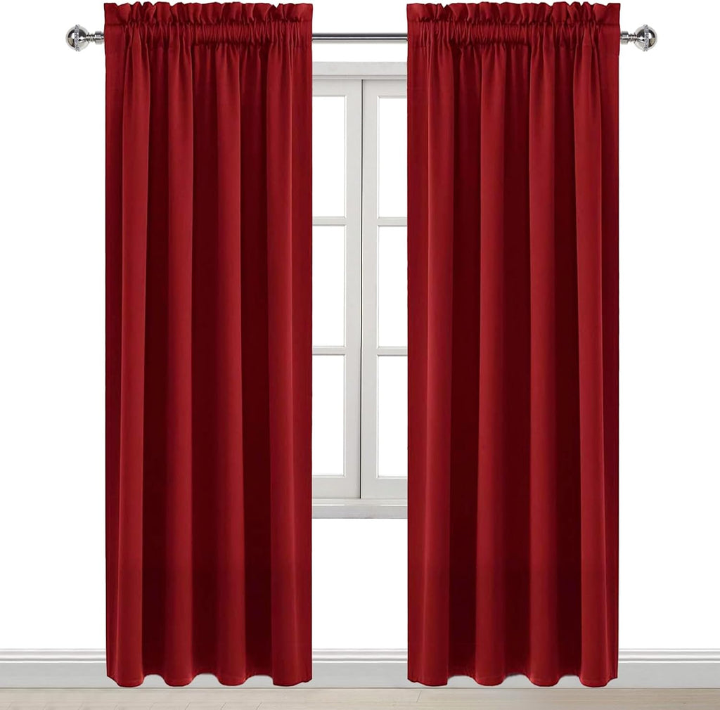 Dwcn Christmas Blackout Curtains Room Darkening Thermal Insulated Bedroom Curtains Window Curtain Panels, 38 x 84 inches Long, Set of 2 Bur…