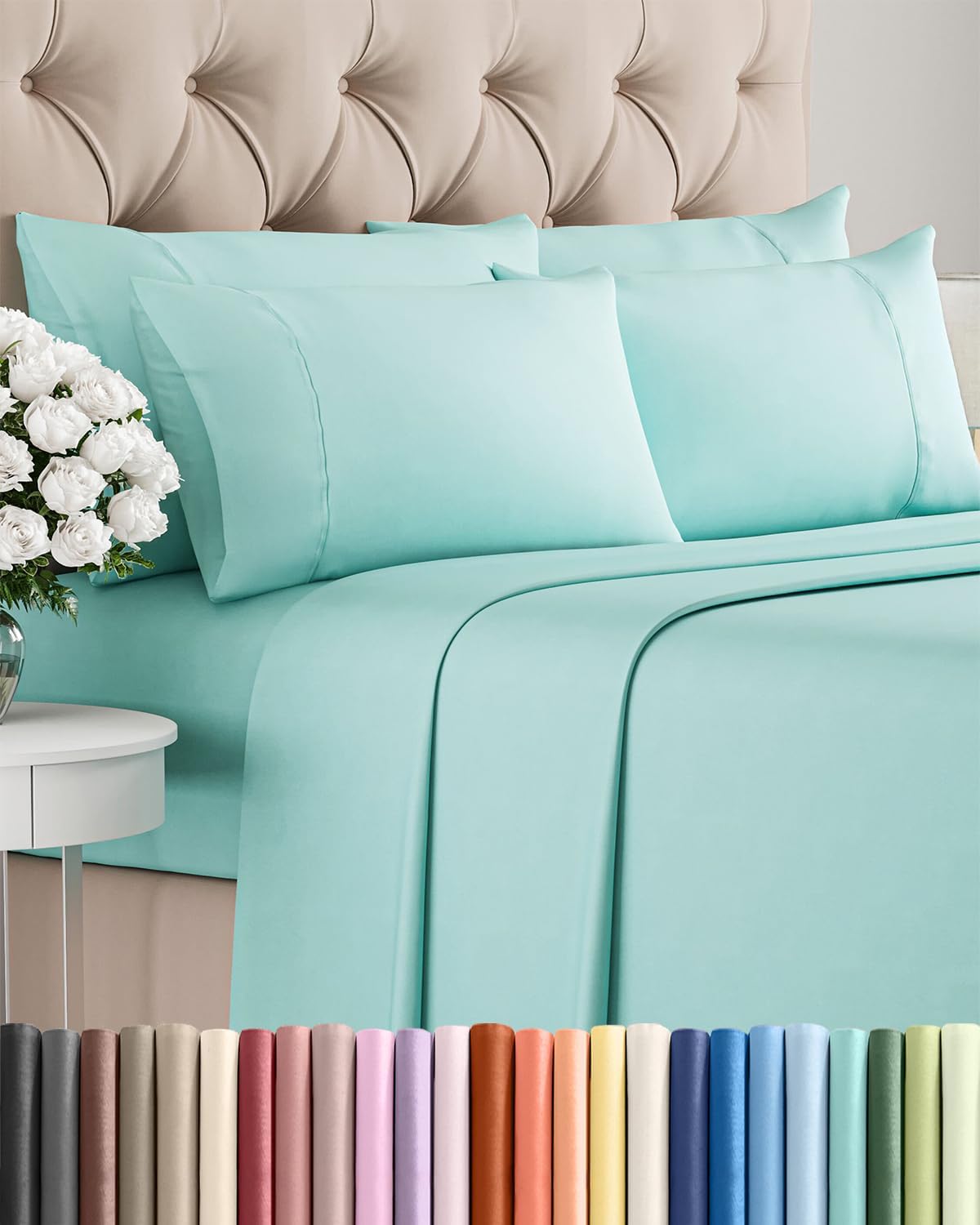 Full 6 Piece Sheet Set - Comfy, Breathable & Cooling - Hotel Luxury Bedding for Women, Men, Kids, Teens and Children - 1 Flat & 1 Fitted…
