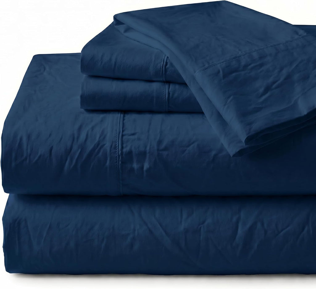 Perupima Peru Pima 285 Thread Count Percal Twin Sheet Set - 100% Peruvian Pima Cotton, 3 Piece (Flat, Fitted, 1 Pillowcase) - Cooling, Cris…