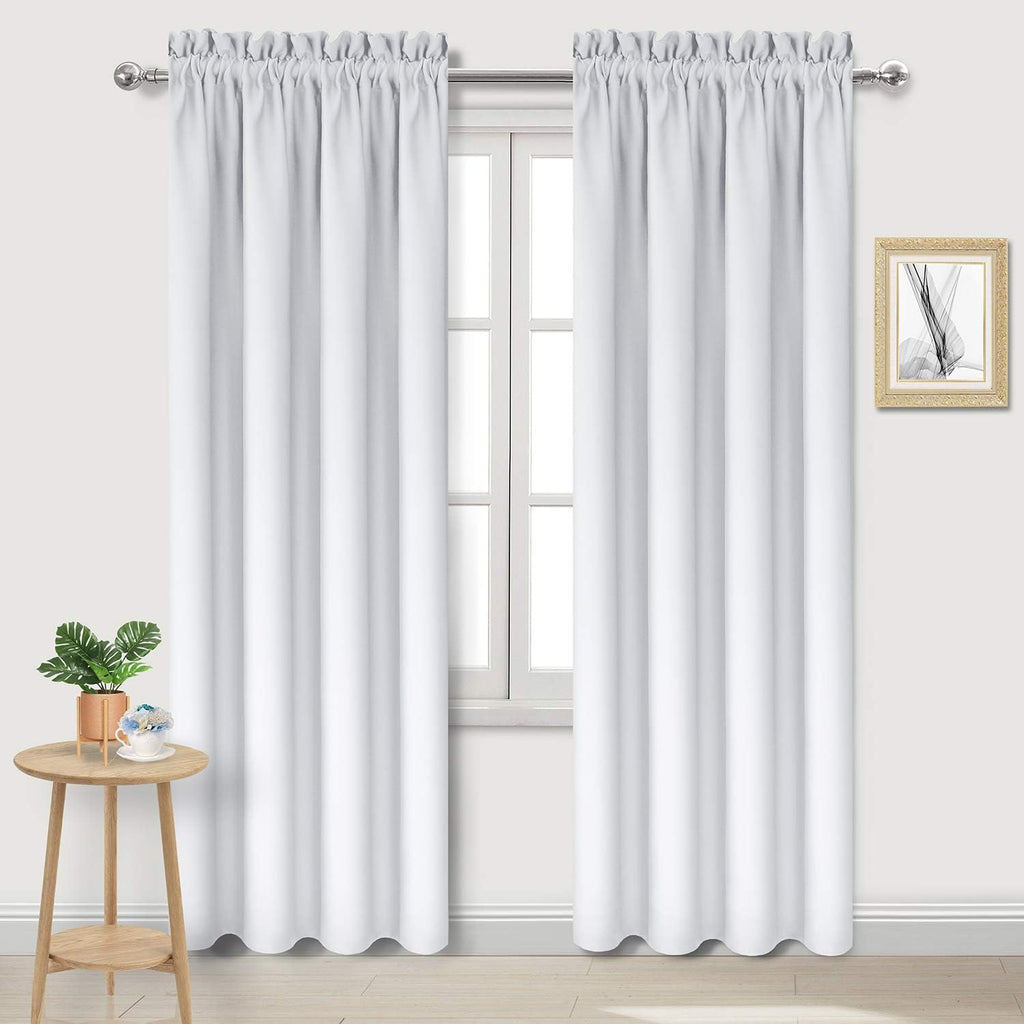 Dwcn Blackout Curtains for Bedroom – Thermal Insulated Room Darkening Drapes for Living Room, Greyish White, W 42 x L 84 Inch, Set of 2 Rod…