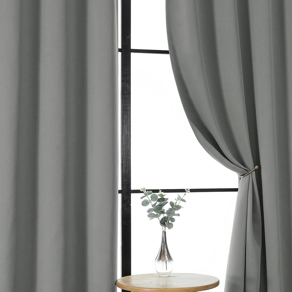 Gwine Light Grey Short Curtains 36 Inches Long, Small Half Window Curtains Thermal Insulated Room Darkening Blackout Curtain for Bathroom…