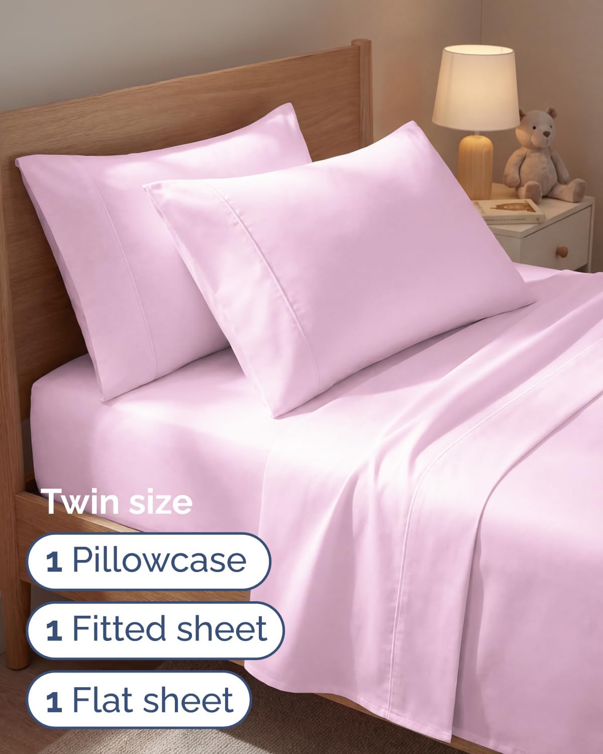 Twin 4 Piece Sheet Set - Comfy, Breathable & Cooling - Hotel Luxury Bedding for Women, Men, Kids, Teens & Children - 1 Flat & 1 Fitted…