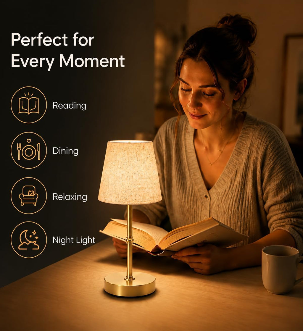 Cordless Rechargeable LED Table Lamp, 6000mAh Battery, Soft Warm Light, Dimmable & Touch Control, Bedside & Dining Night Light, Portable…
