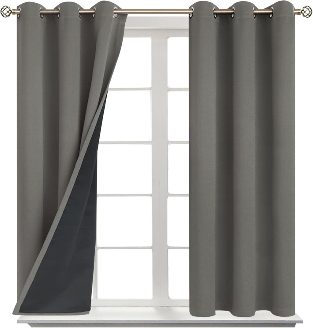 BGment Short 100% Blackout Curtains for Bedroom, Thermal Insulated Energy Efficiency Noise Reducing Grommet Curtains 54 Inch Length with Li…