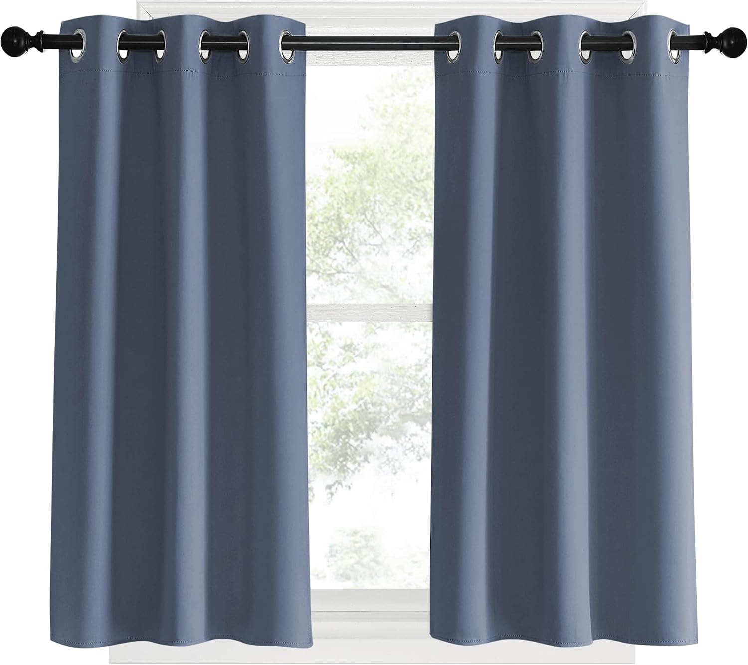 NICETOWN Stone Blue Thermal Insulated Curtains Blackout Draperies, Set of 2, 34 by 40 inches Long, Window Treatment Solid Grommet Room…