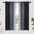Yakamok Light Blocking Ombre Curtains, Greyish White and Black Gradient Color Curtains, Room Darkening Grommet Window Drapes for Bedroom(Bl…