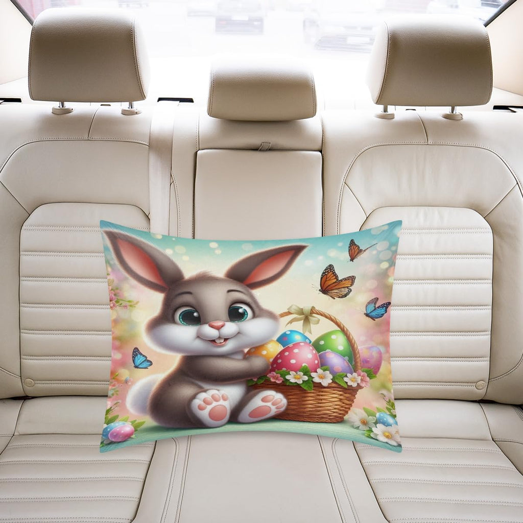 Happy Easter Bunny Satin Silk Pillowcase for Hair and Skin Pillow Cases Standard Size Soft Silk Pillow Case with Envelope Closure Print…