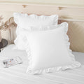 KKJIAF Ruffle Pillow Cases 18x18 Inches, White Square Ruffled Pillow Covers Set of 2, Microfiber Wrinkle Resistant Pillow Shams with…
