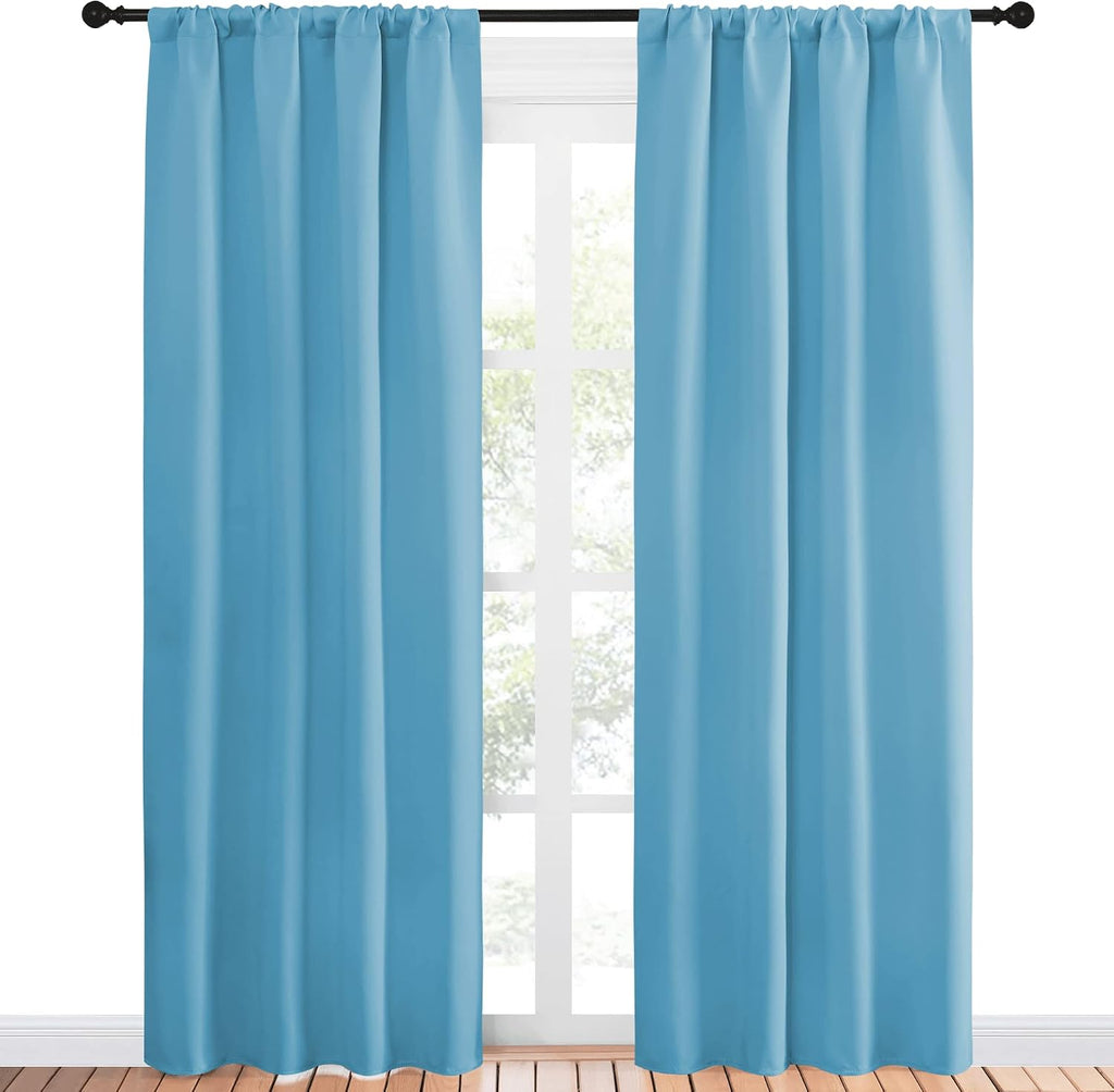 NICETOWN Blackout Curtains Window Draperies - Window Treatment Thermal Insulated Solid Room Darkening Drapes for Bedroom (Teal Blue, Set…