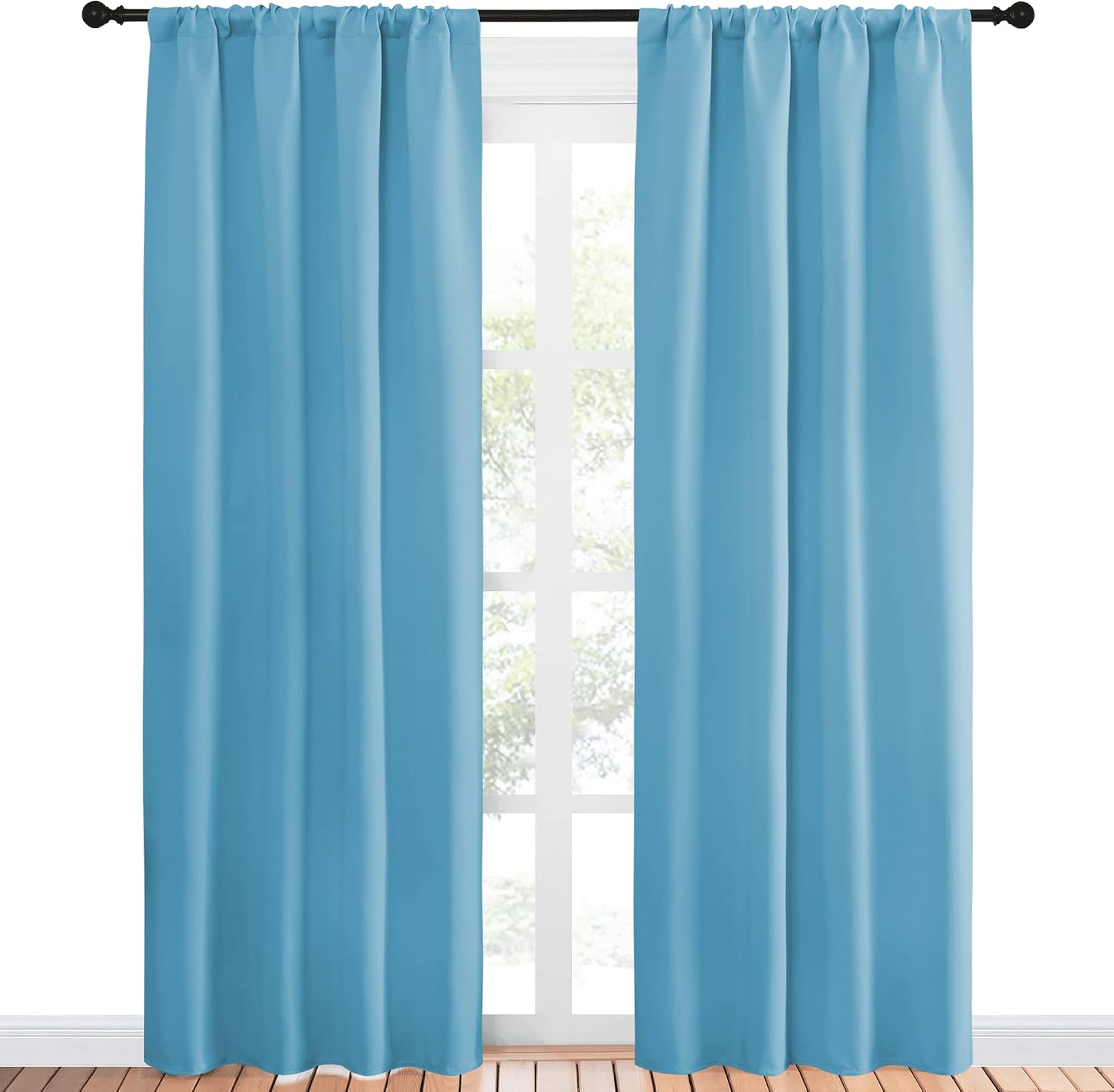 NICETOWN Blackout Curtains Window Draperies - Window Treatment Thermal Insulated Solid Room Darkening Drapes for Bedroom (Teal Blue, Set…
