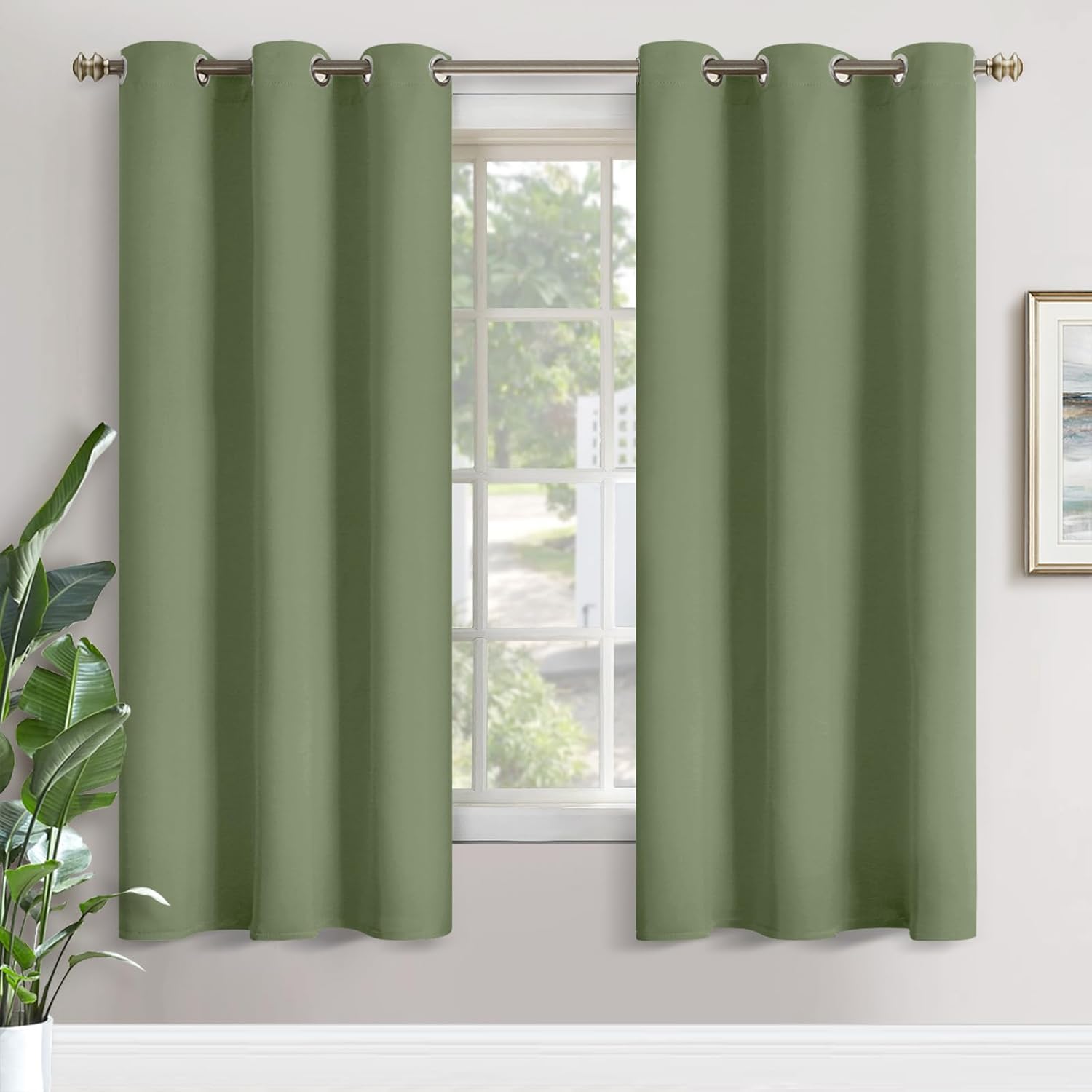 YoungsTex Olive Green Room Darkening Curtains for Living Room 72 Inches Length - Thermal Insulated with Grommet Blackout Window Drapes for…